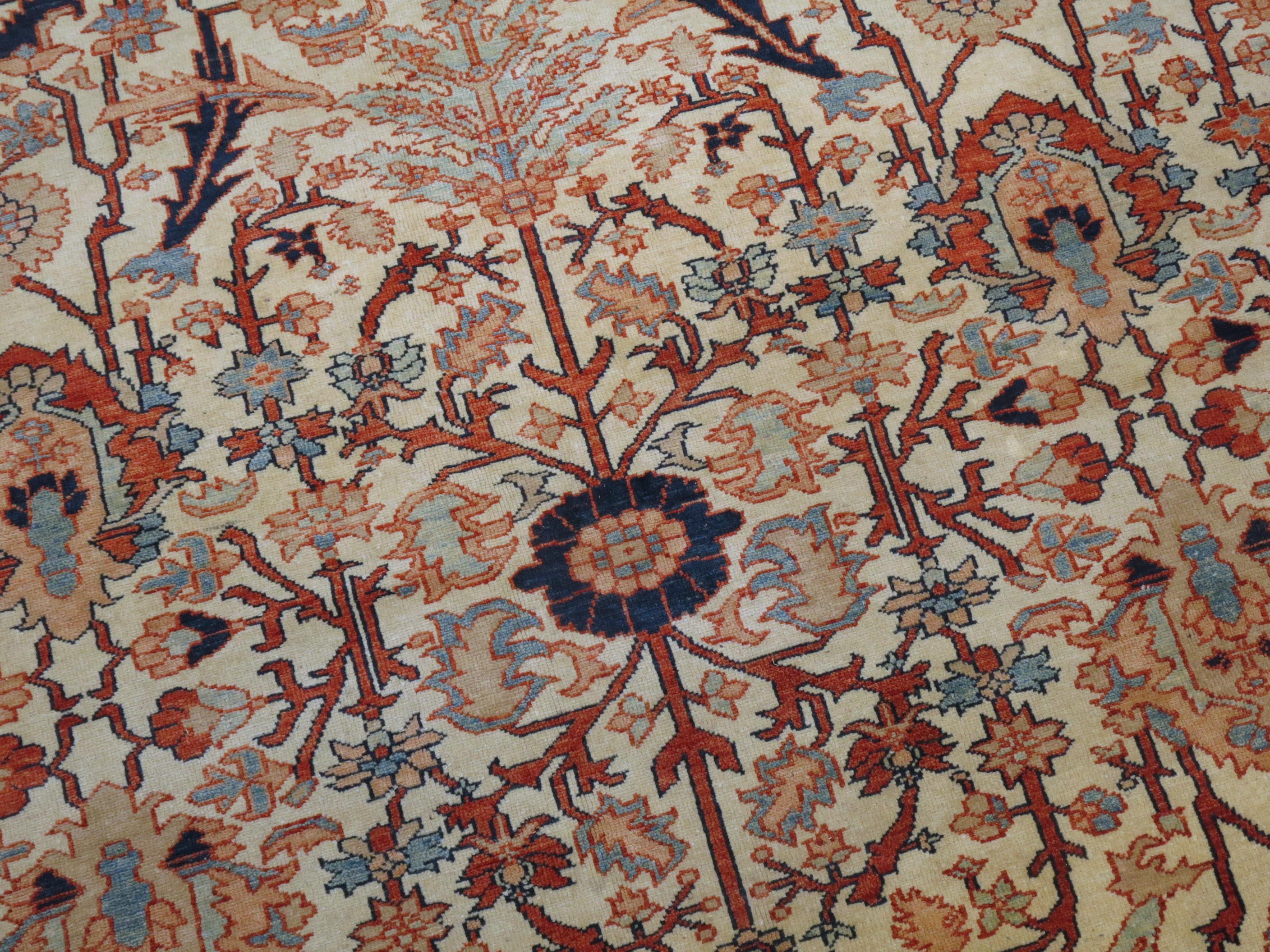Vintage Inspired Oversize Persian Heriz Carpet 3
