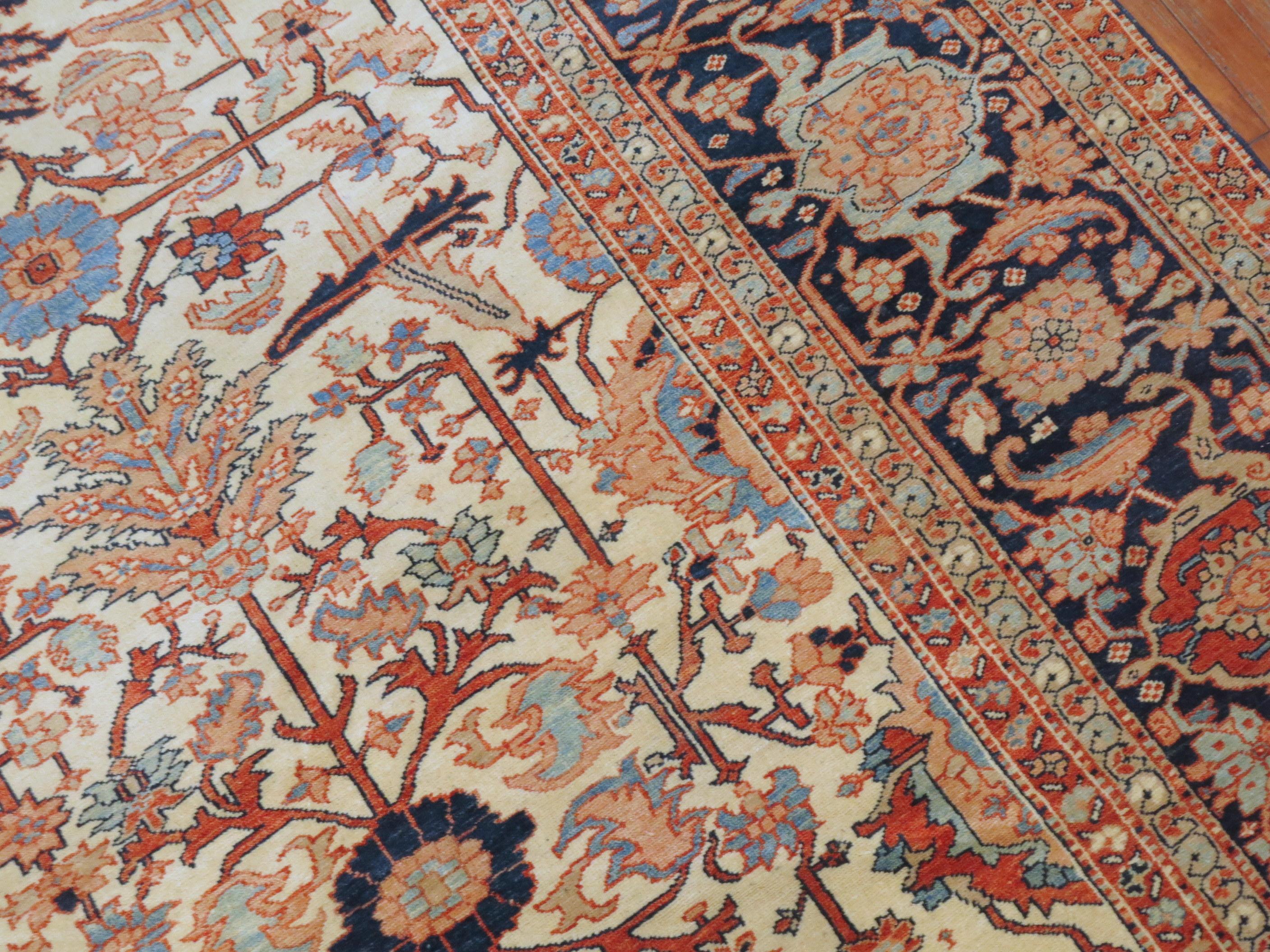 Vintage Inspired Oversize Persian Heriz Carpet 7