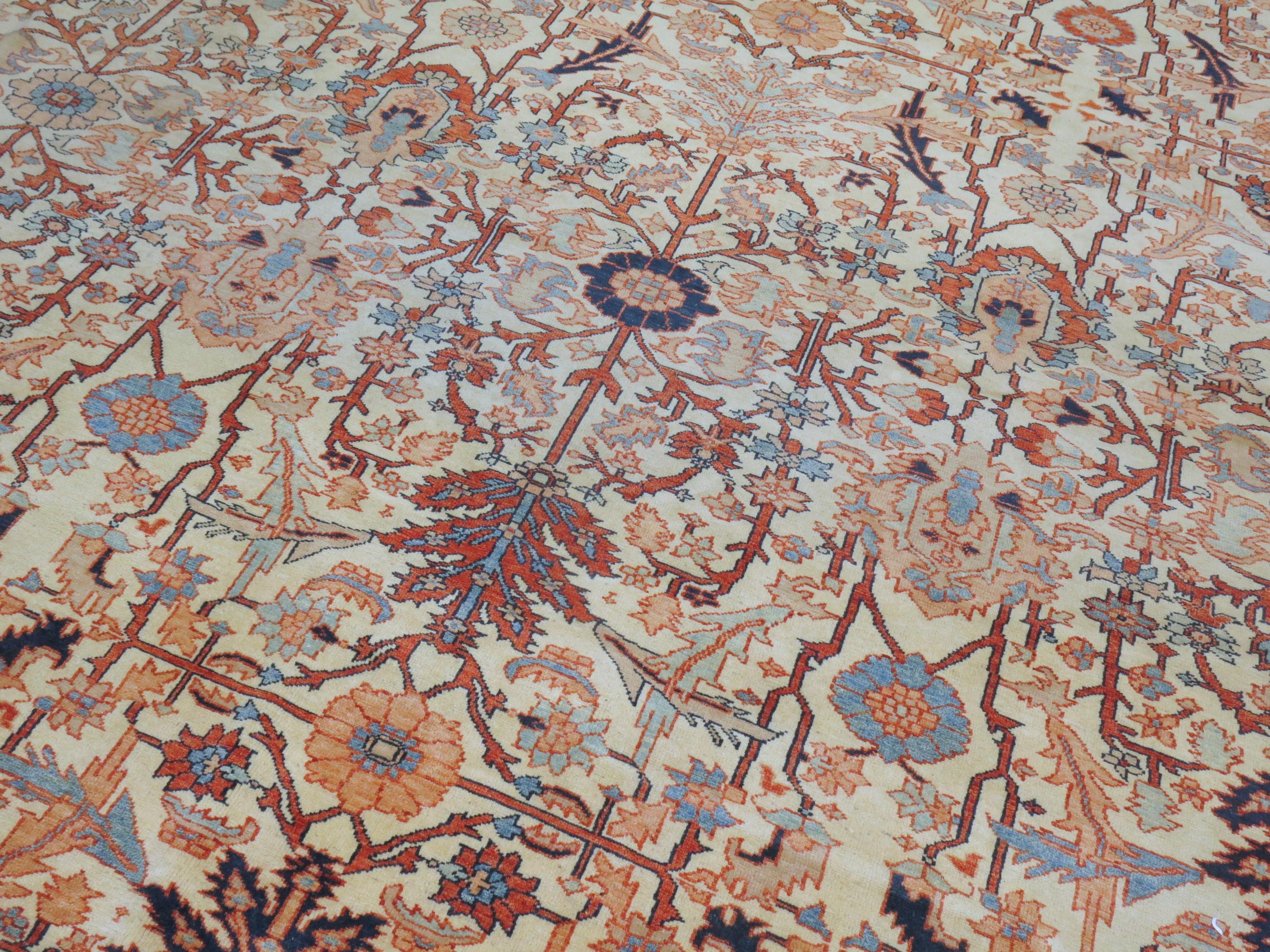 Vintage Inspired Oversize Persian Heriz Carpet 1