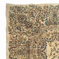 Oversize Vintage Circa 1920 Beige Persian Kirman Rug, 13'8 x 19'5