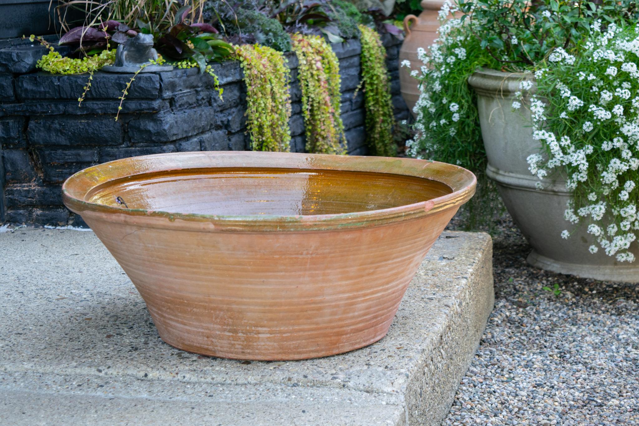 Oversize Vintage Dough or Pancheon Bowl In Good Condition For Sale In Bloomfield Hills, MI