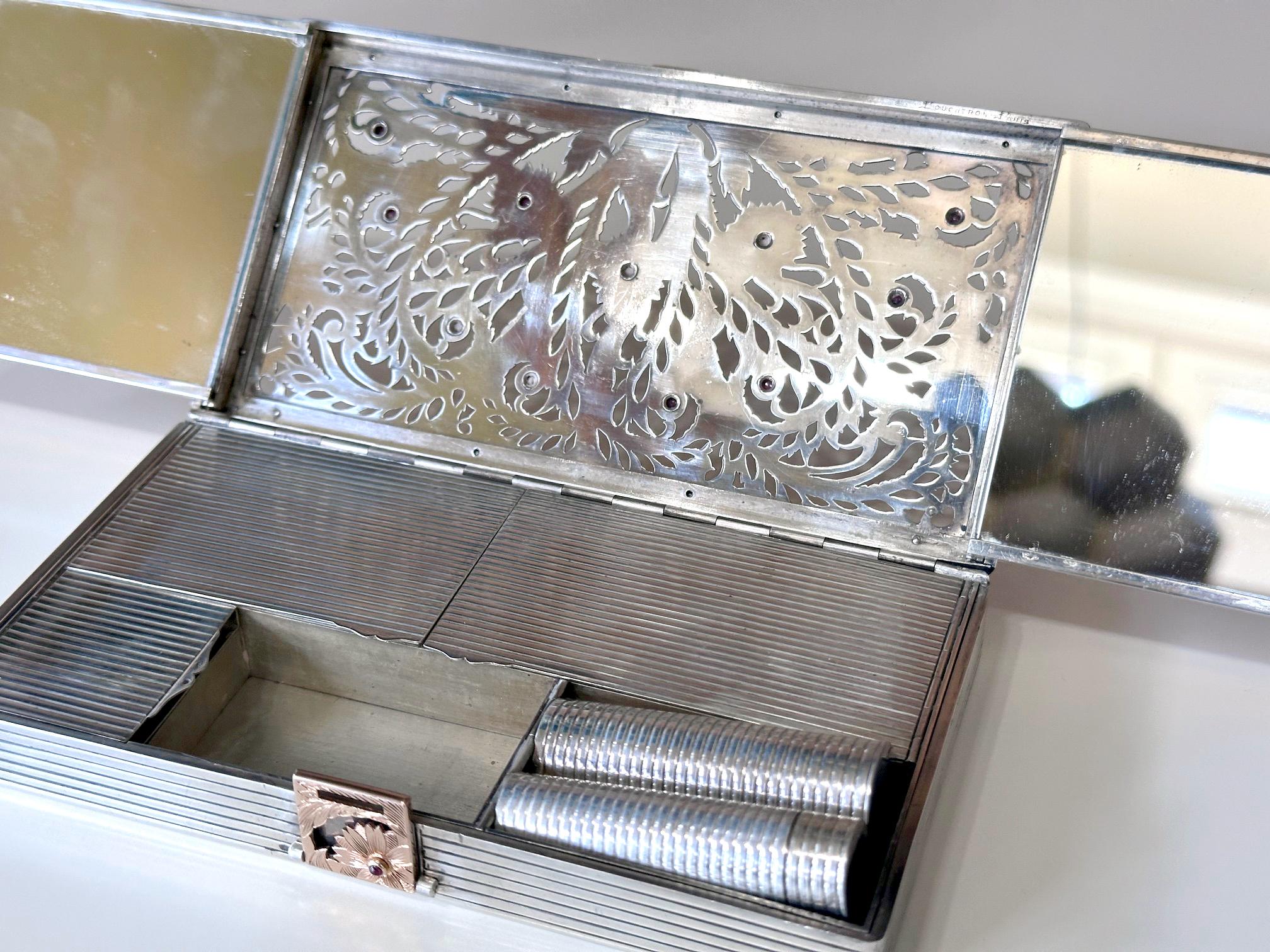 Oversized Vintage French Silver Compact Case by Boucheron For Sale 11