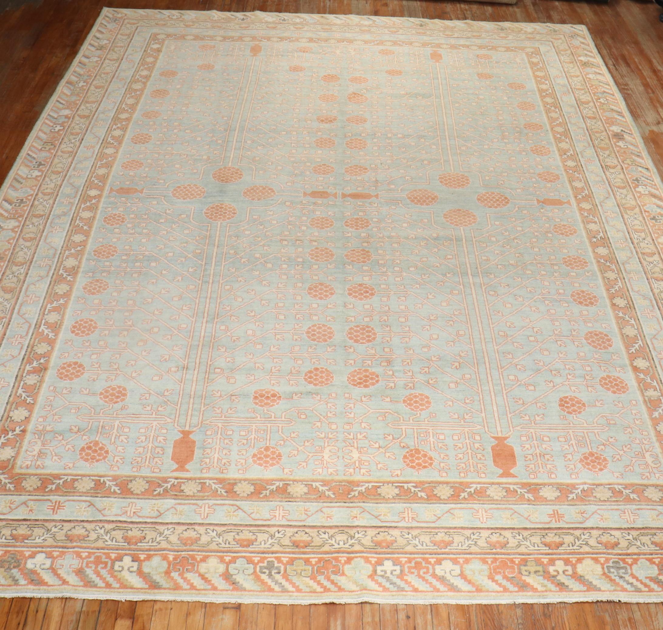 Turkestan Zabihi Collection Oversize Vintage Inspired Khotan Rug For Sale