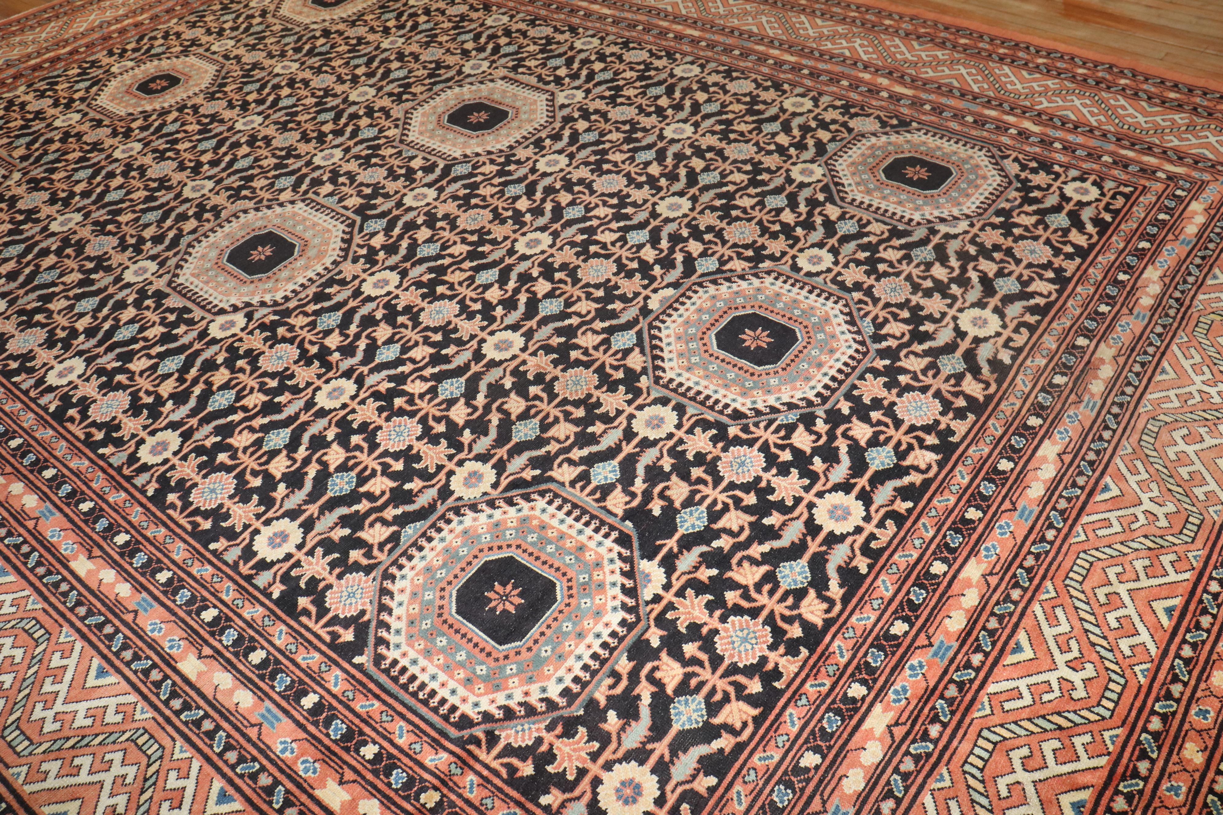 Übergroßer Samarkand-Teppich im Vintage-Stil (Turkestan) im Angebot