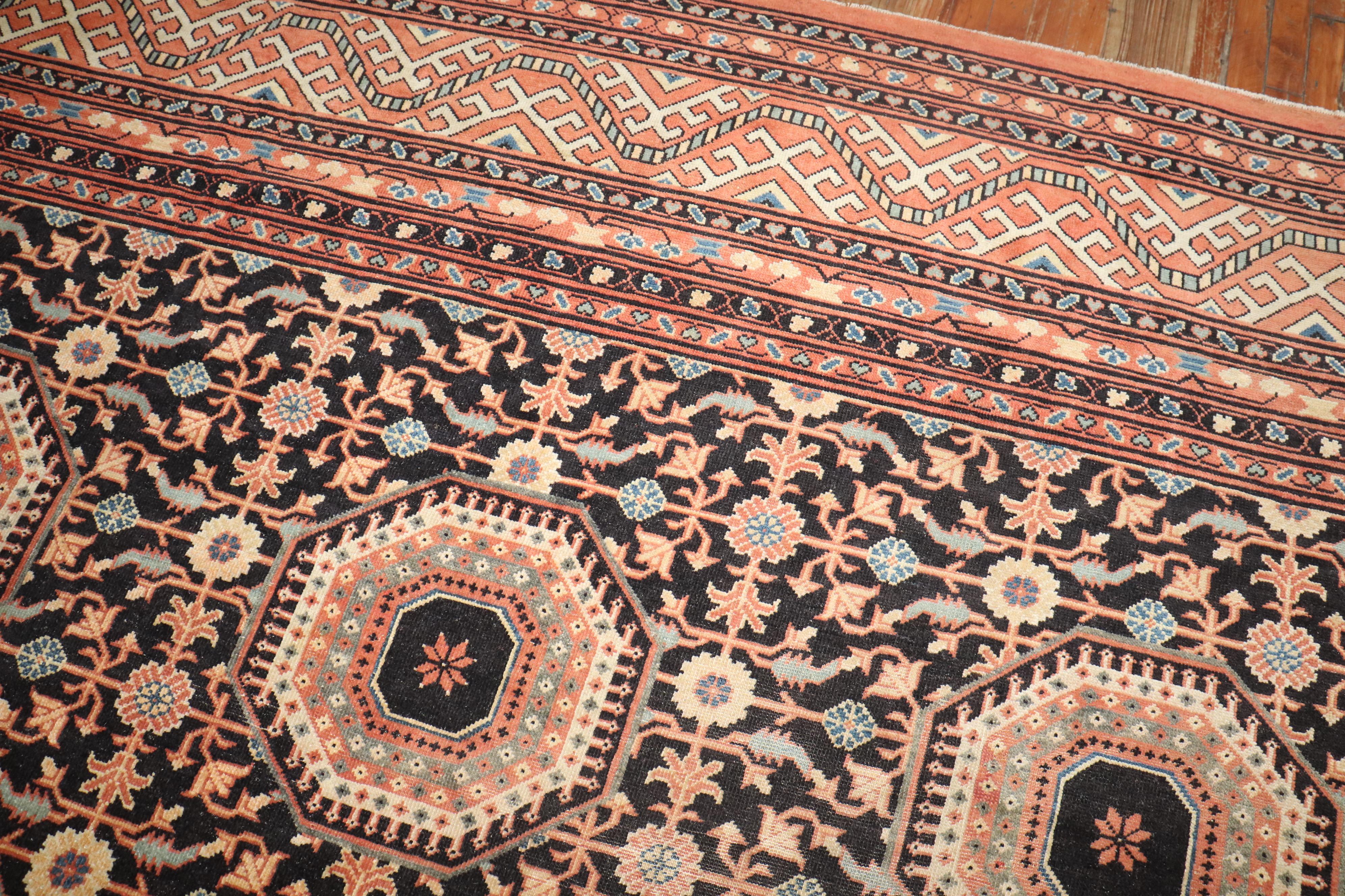 Übergroßer Samarkand-Teppich im Vintage-Stil (Handgefertigt) im Angebot