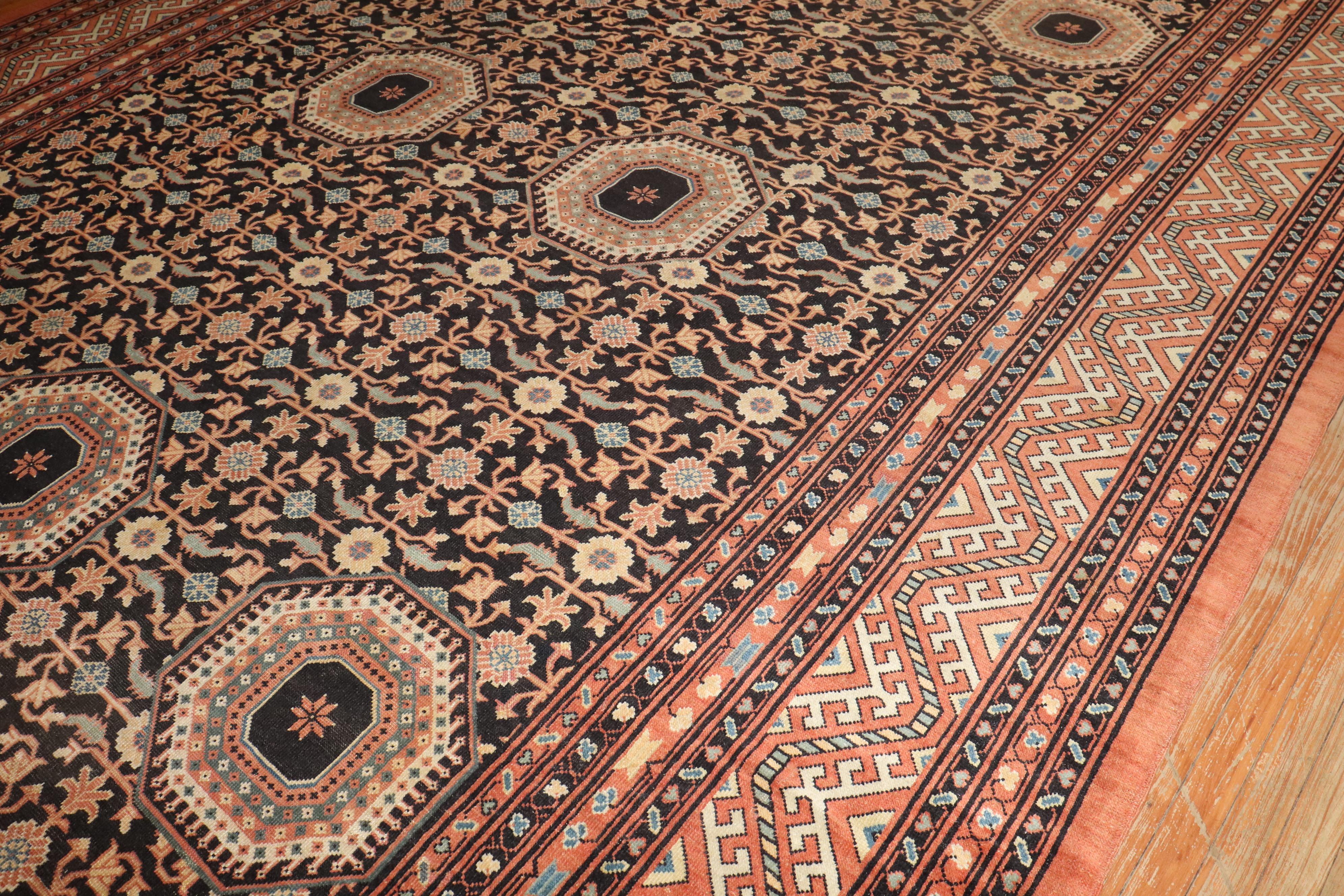 Übergroßer Samarkand-Teppich im Vintage-Stil im Zustand „Gut“ im Angebot in New York, NY