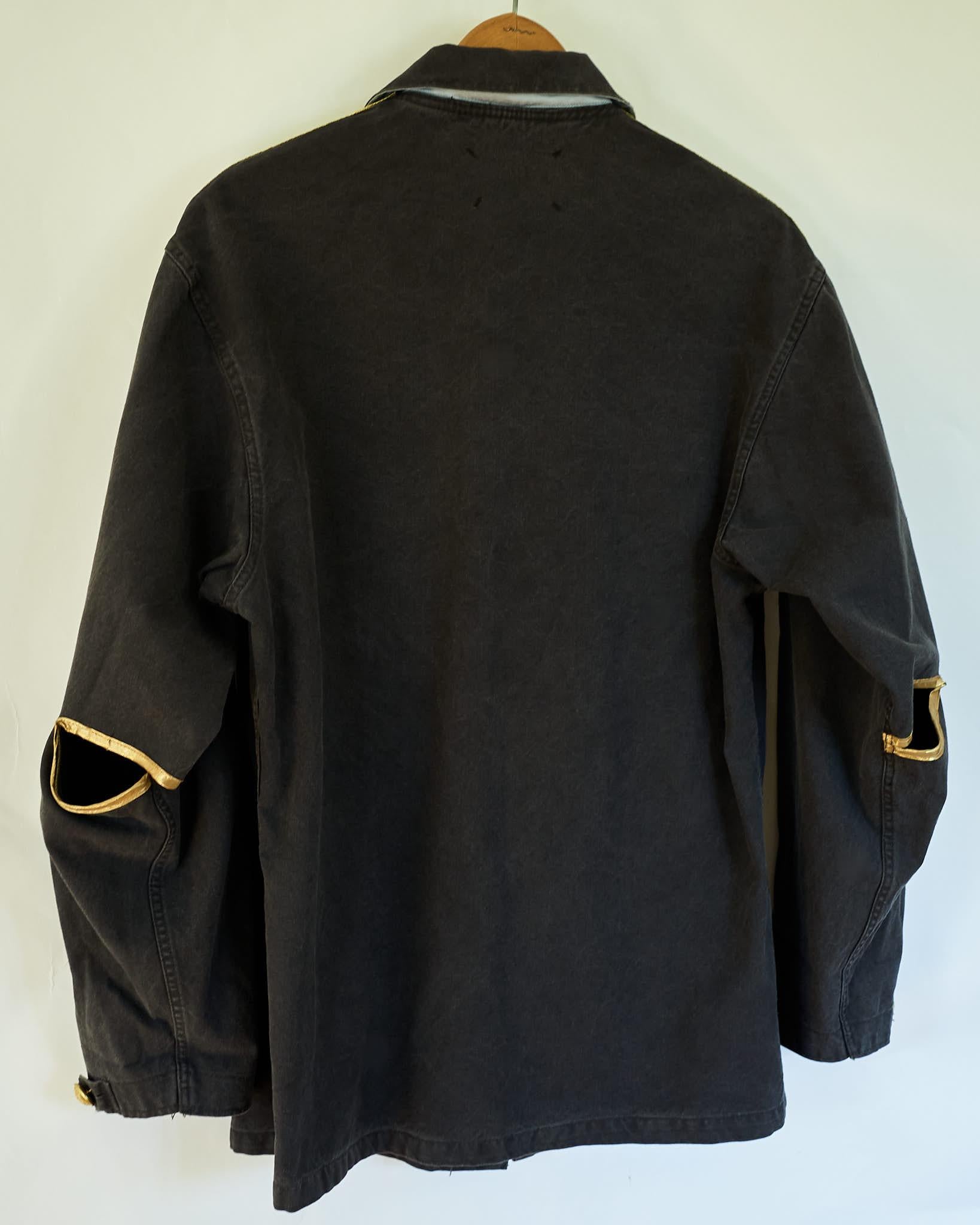 Women's Jacket Grey Oversize Vintage Military Gold Lurex One of a kind J Dauphin