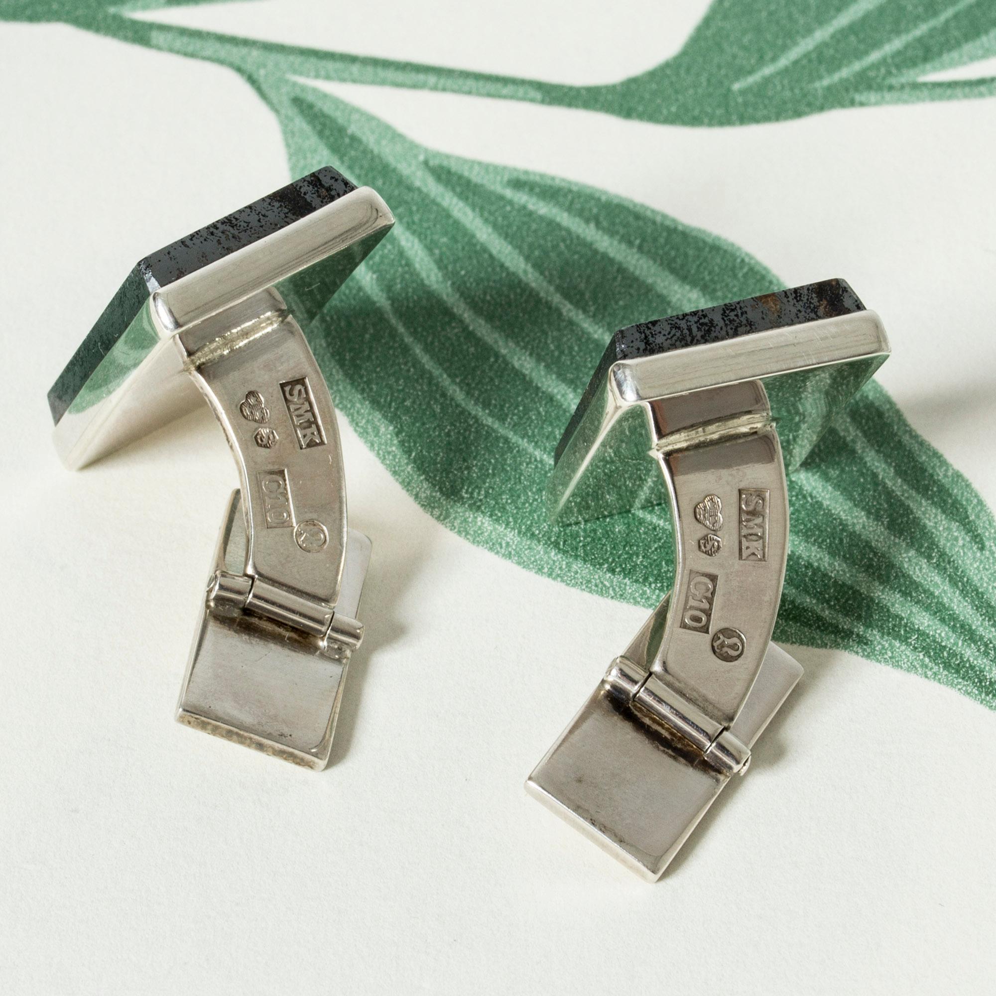 Women's or Men's Oversize Vintage Modernist silver cufflinks, Sweden, 1977 For Sale