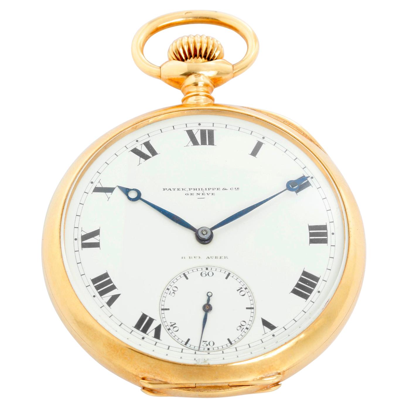 Oversize Vintage Patek Philippe 18 Karat Yellow Gold Open Face Pocket Watch