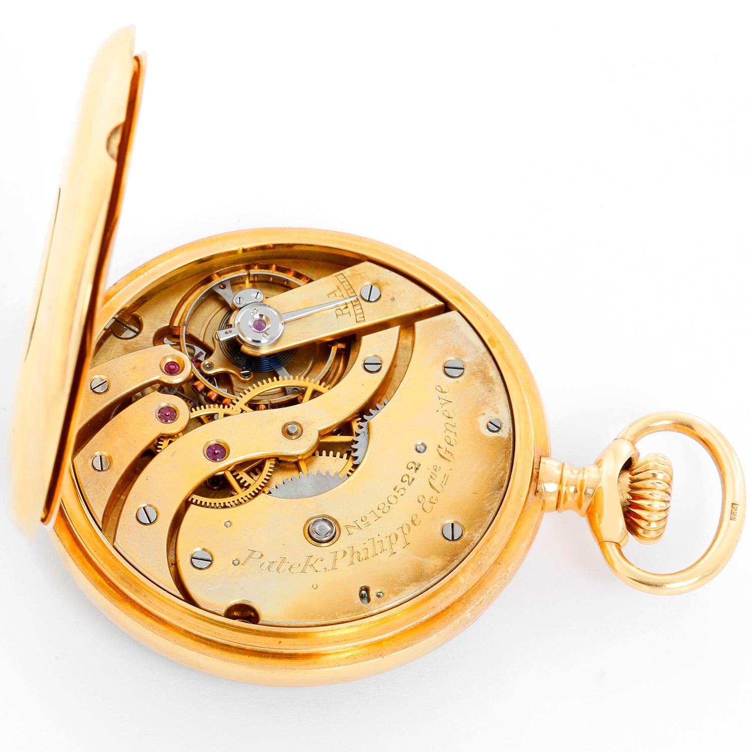 Oversize Vintage Patek Philippe 18 Karat Yellow Gold Open Face Pocket Watch In Excellent Condition In Dallas, TX