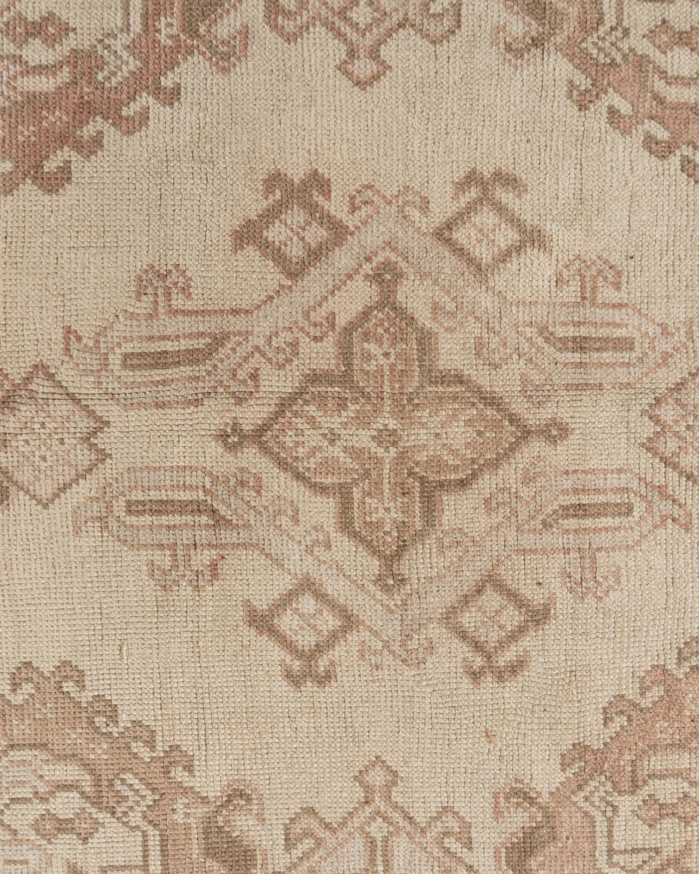 Oversize Vintage Tan Turkish Oushak Rug For Sale 3
