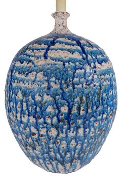 Oversize Volcanic Glaze Mid Century Table Lamp