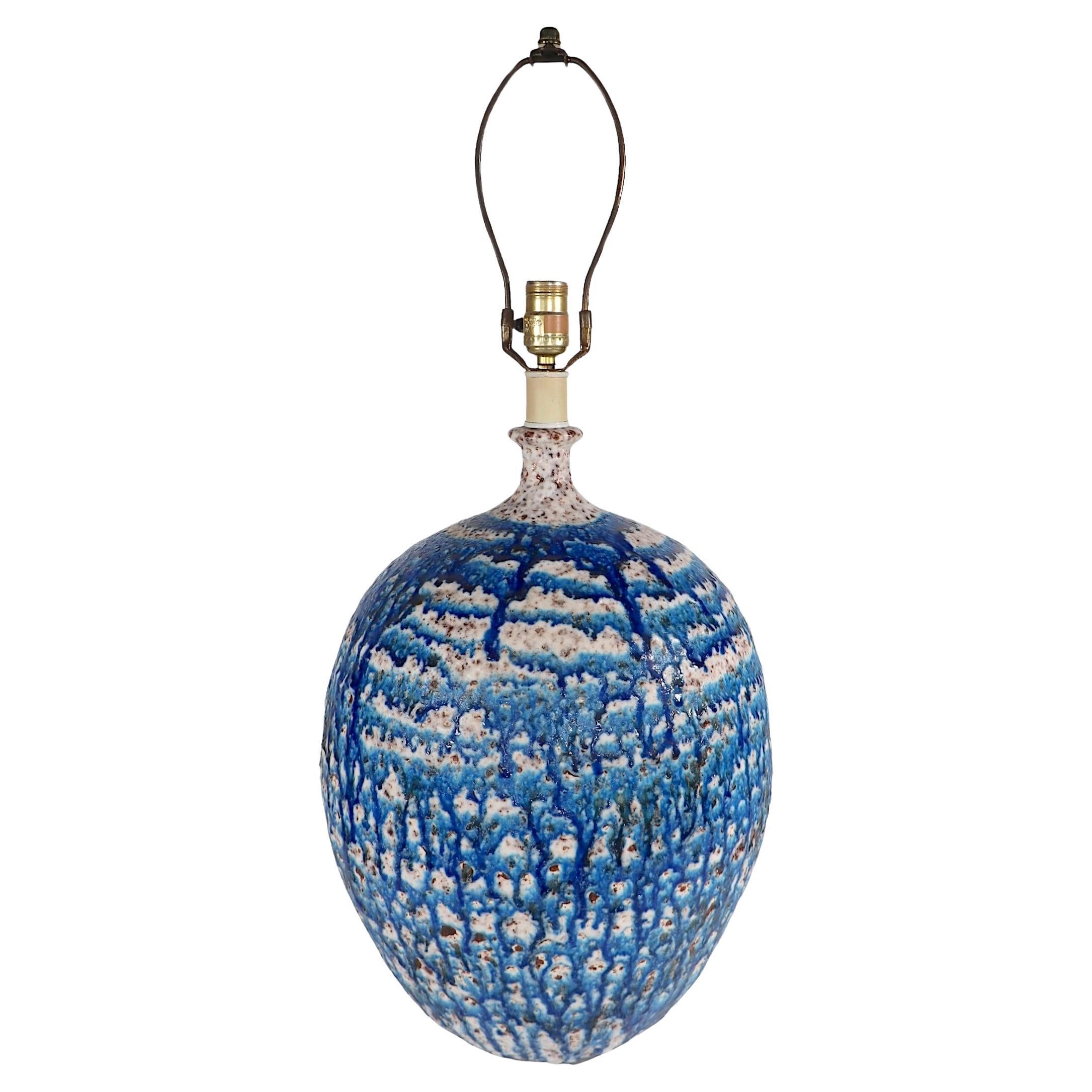 Oversize Volcanic Glaze Mid Century Table Lamp