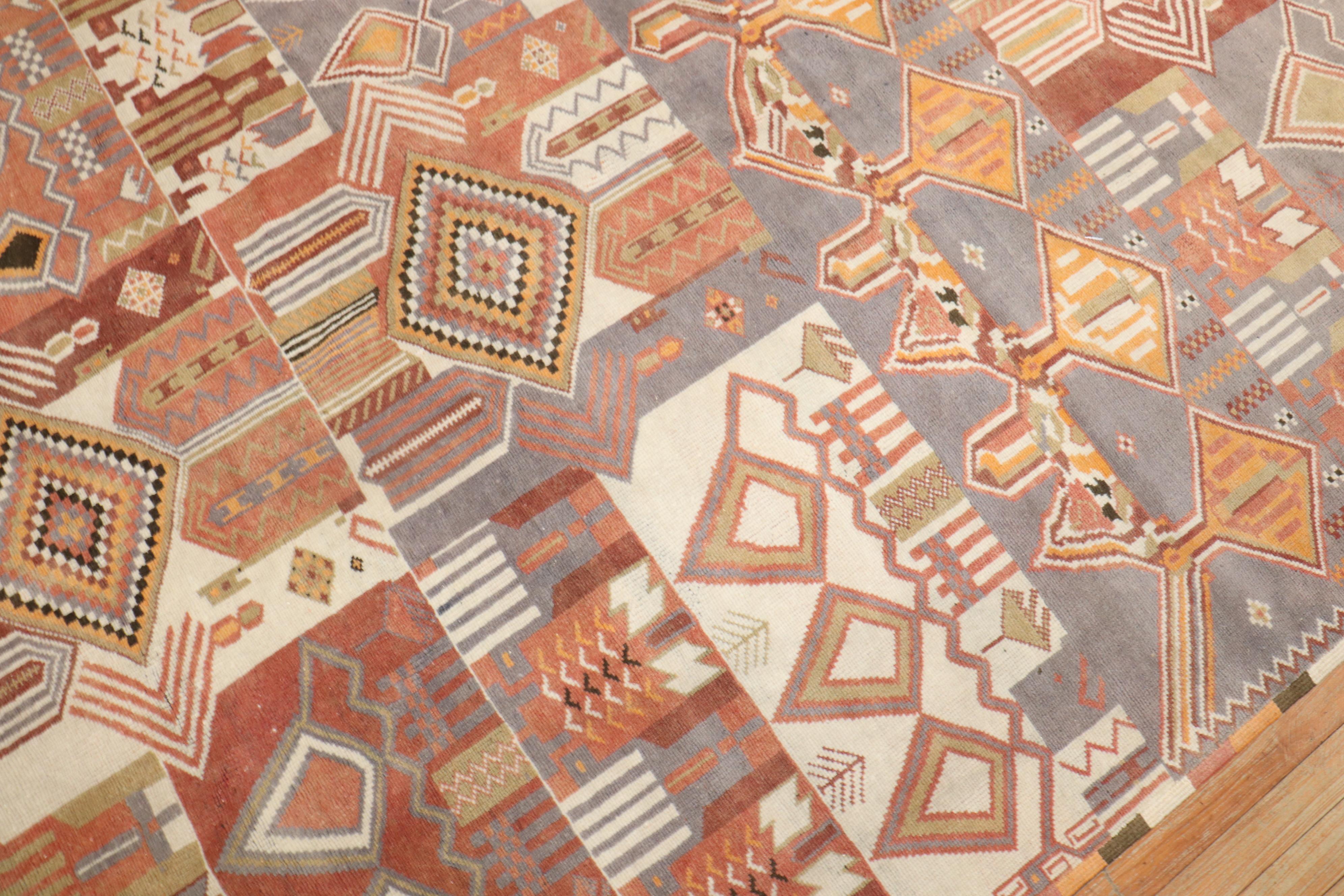 Oversize Whimsical Vintage Moroccan Rug In Good Condition For Sale In New York, NY