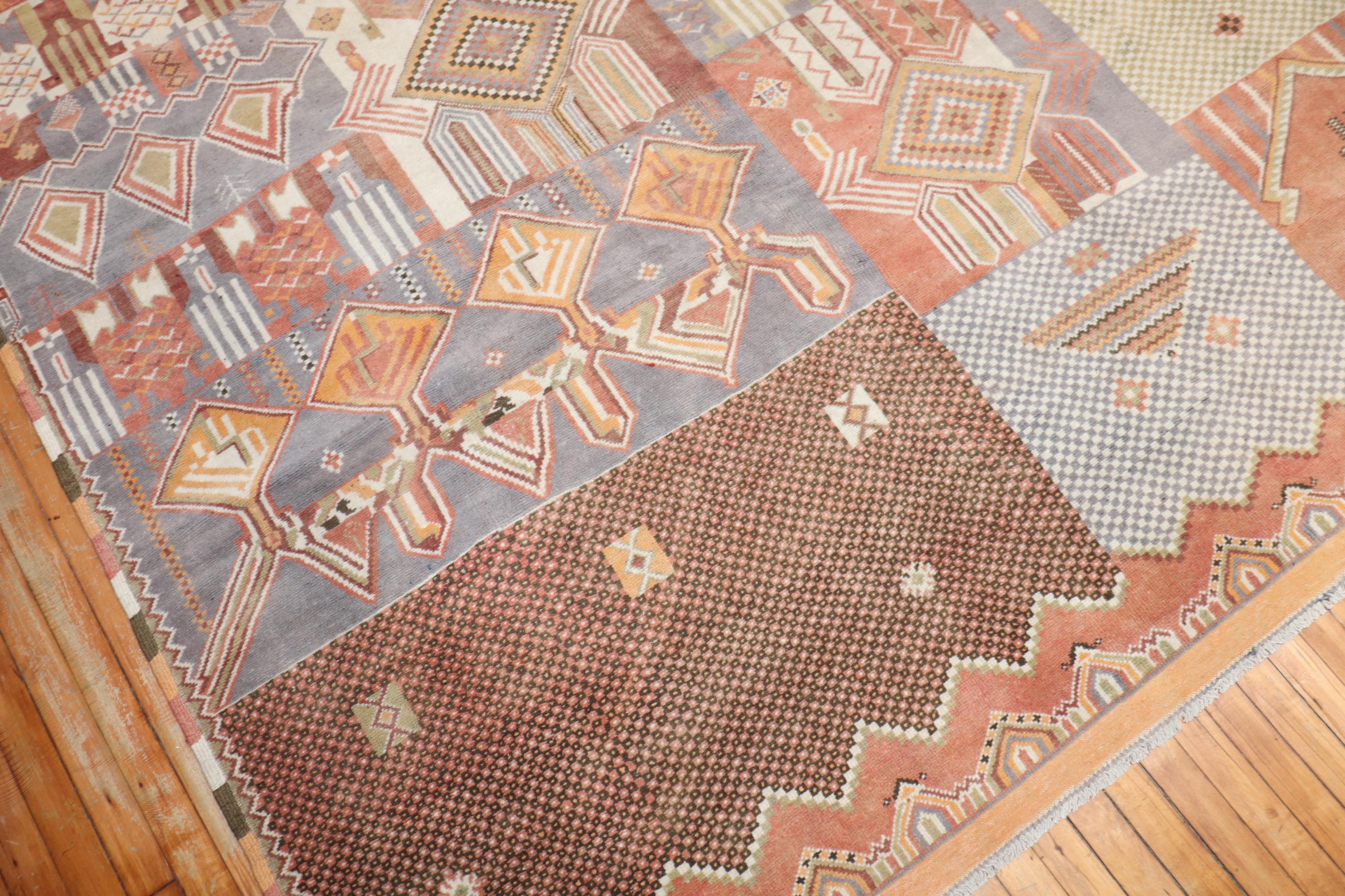 20th Century Oversize Whimsical Vintage Moroccan Rug For Sale