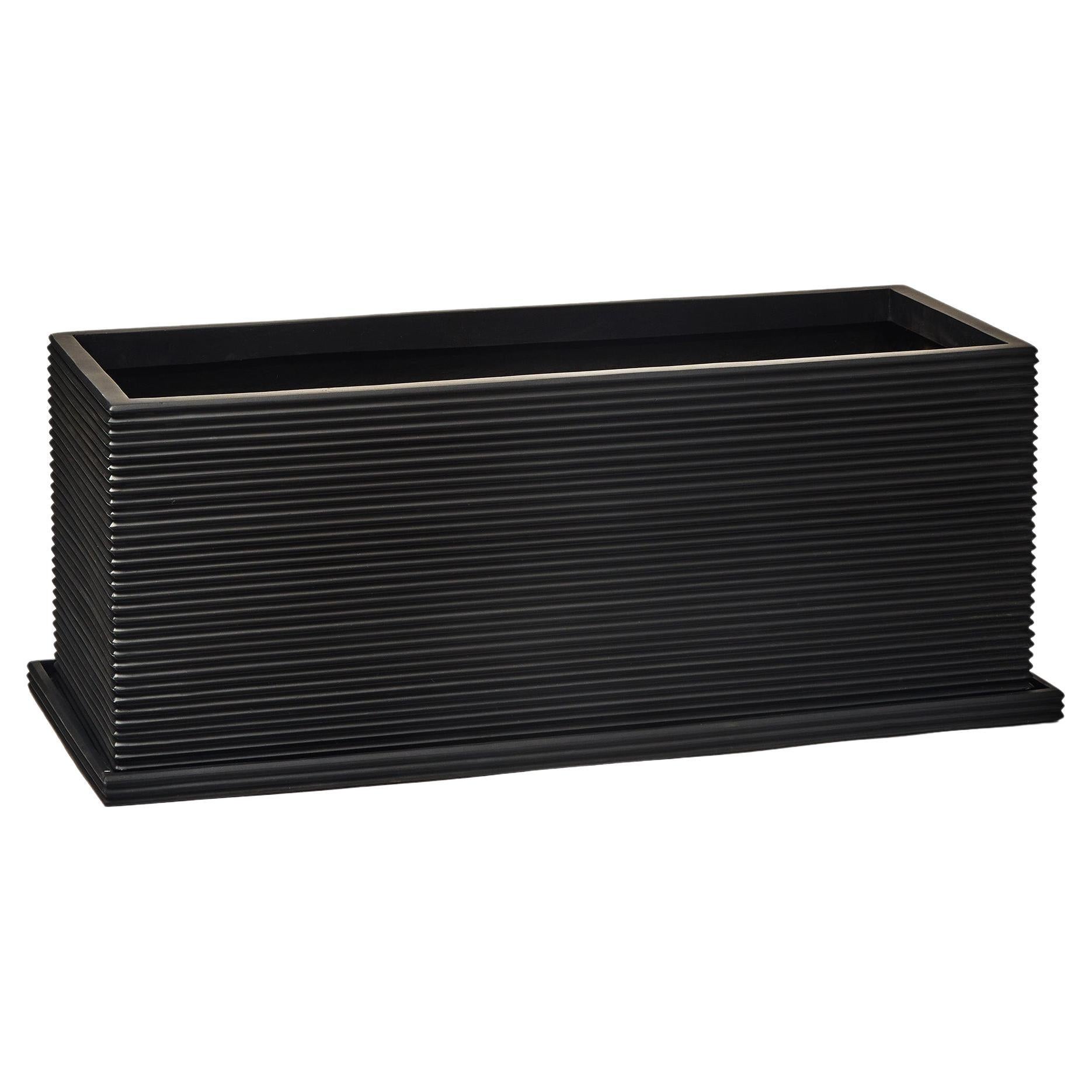 Jardinera Rectangular Grande de Fibra de Vidrio "Negra" para Exteriores e Interiores