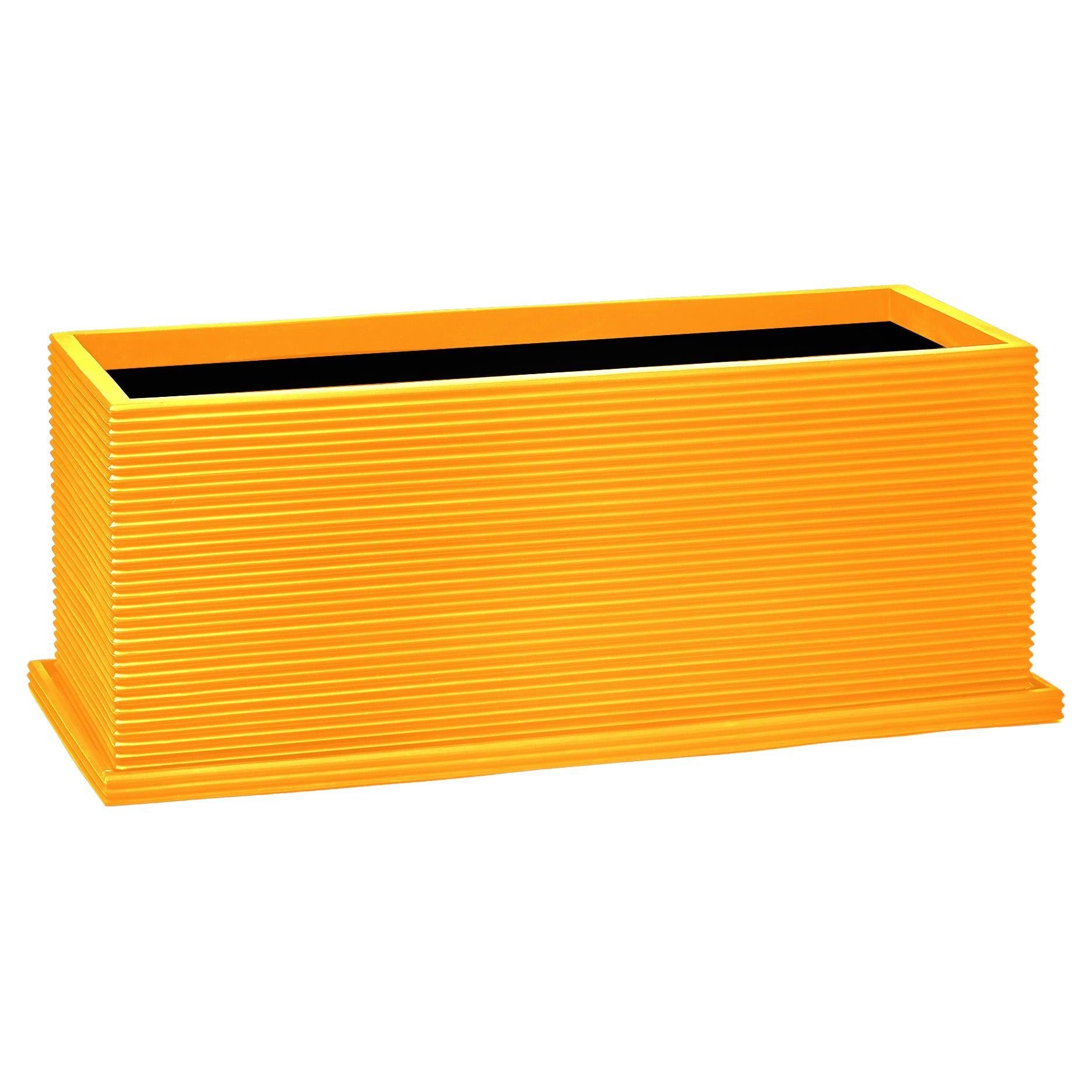 Oversize Wide Rectangular Fiberglass Indoor Outdoor Planter 'Orange'