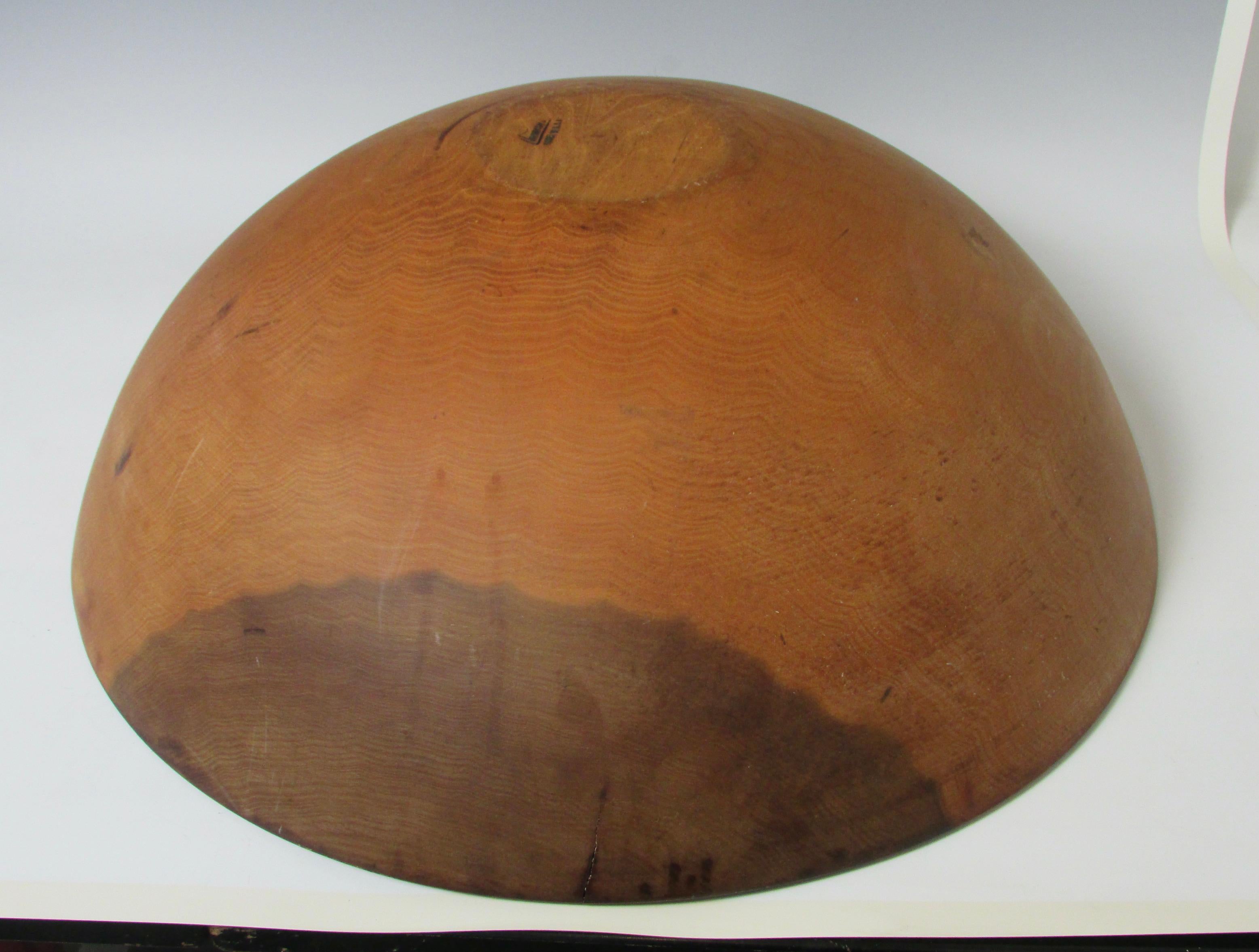 20th Century Oversize Wooden Bowl in Walnut Branded Parrish For Sale