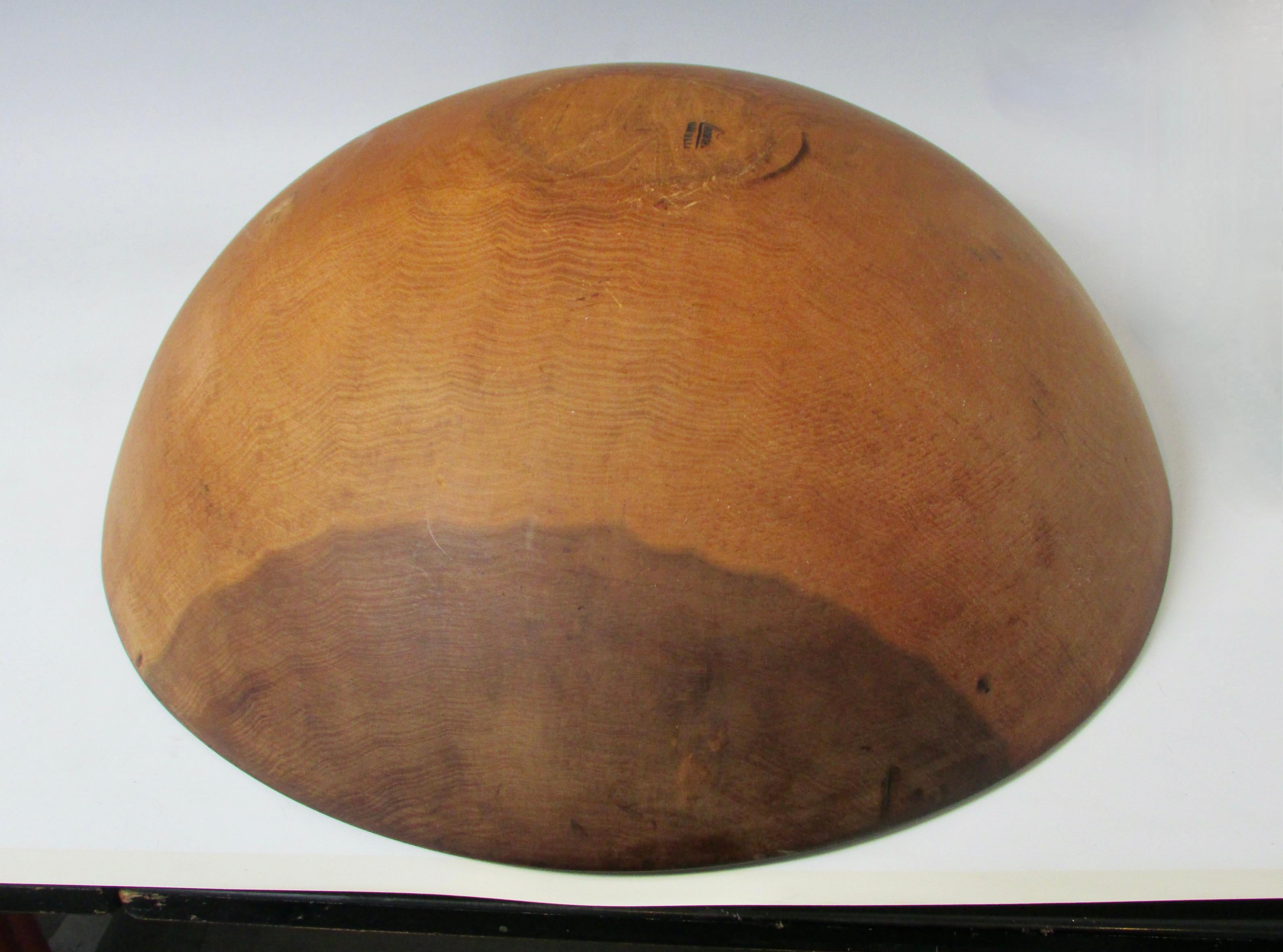 Oversize Wooden Bowl in Walnut Branded Parrish For Sale 1