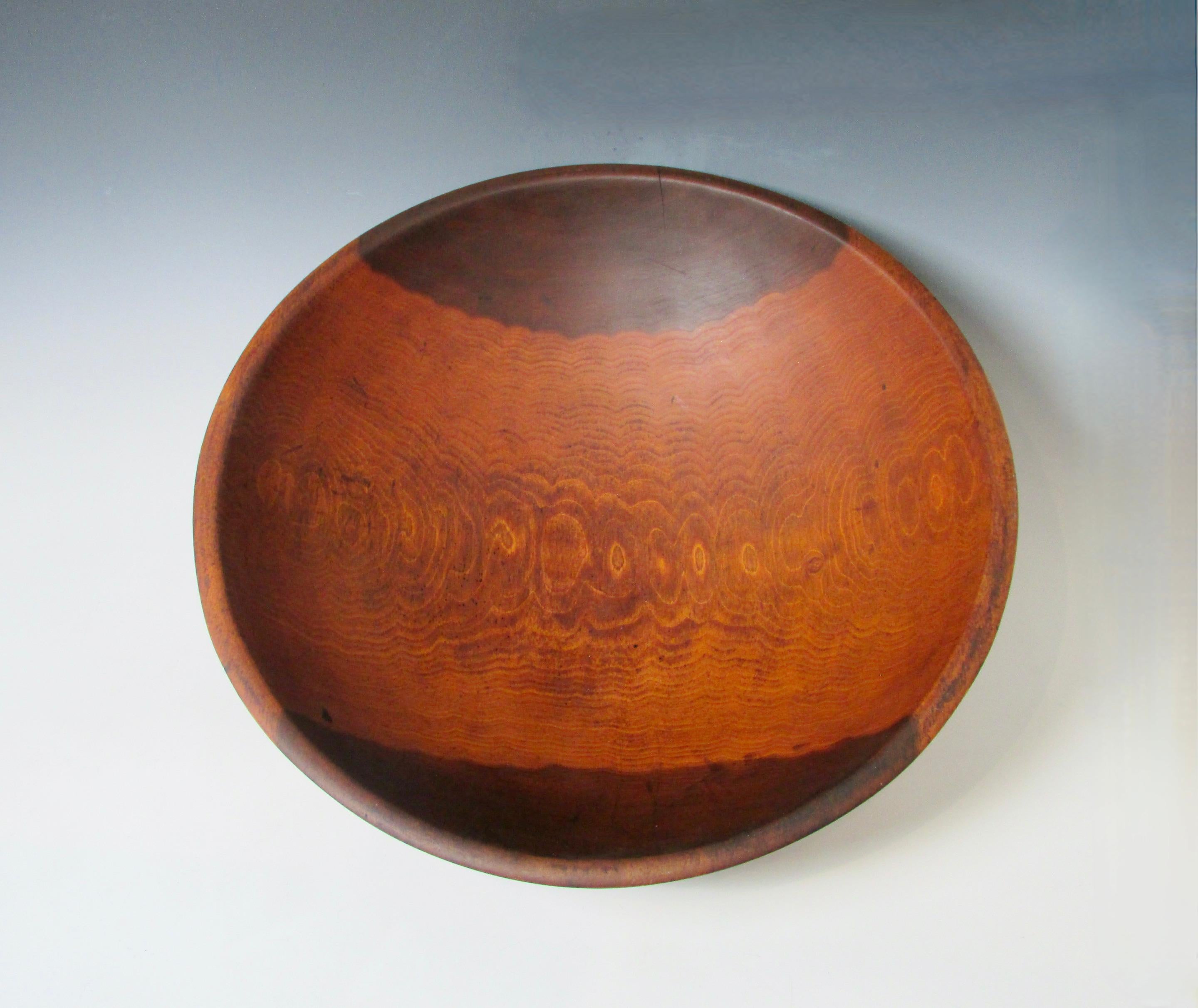 American Craftsman Oversize Wooden Bowl in Walnut Branded Parrish For Sale