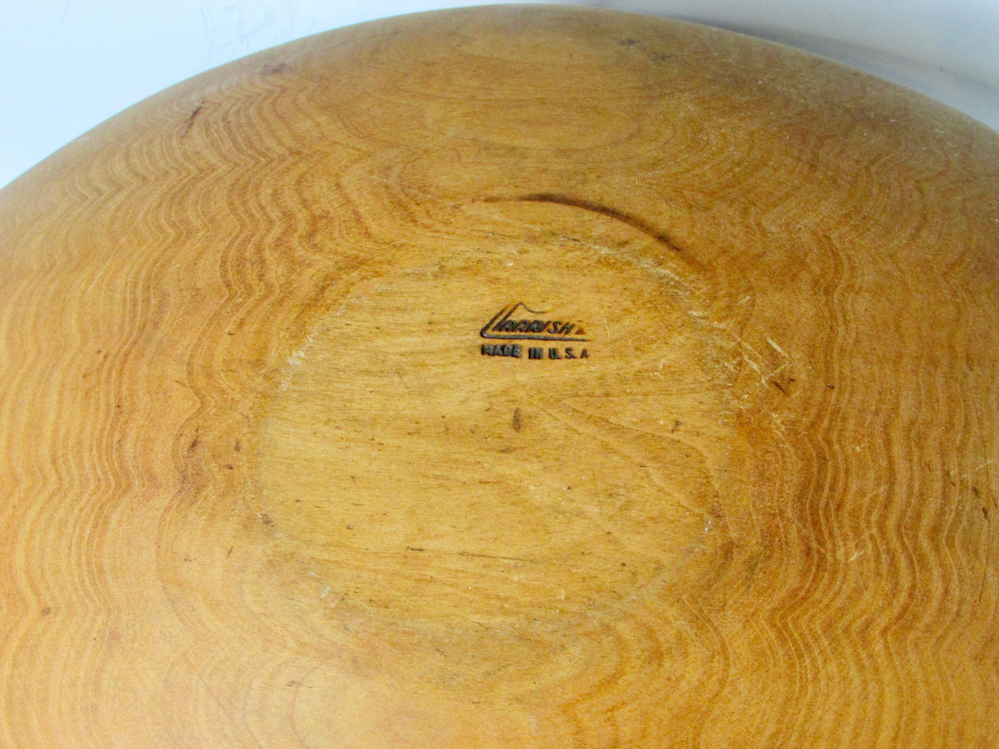 Oversize Wooden Bowl in Walnut Branded Parrish In Good Condition For Sale In Ferndale, MI
