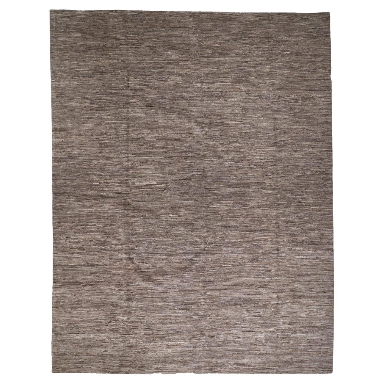 Modern Minimalist Hand-Knotted Wool Rug For Sale