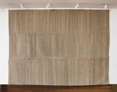 Oversized 12x16 Hand-Knotted Wool Rug in Organic Brown Geometric Textured Design