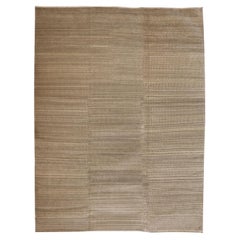 Oversized 12x16 Hand-Knotted Wool Rug in Organic Brown Geometric Textured Design