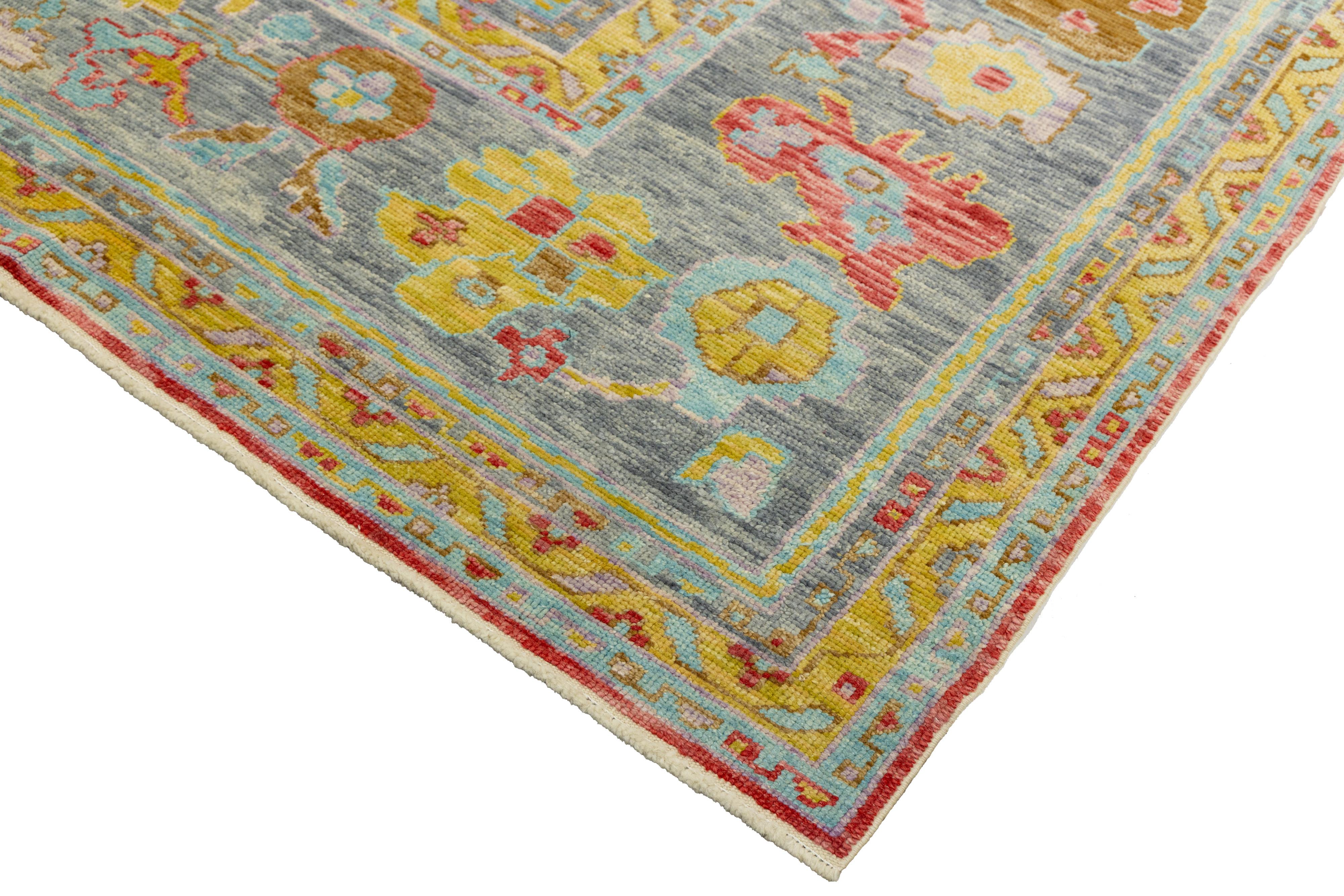 Oversized 12x25 Modern Turkish Oushak Rug in Red Hand-Knotted Wool en vente 2