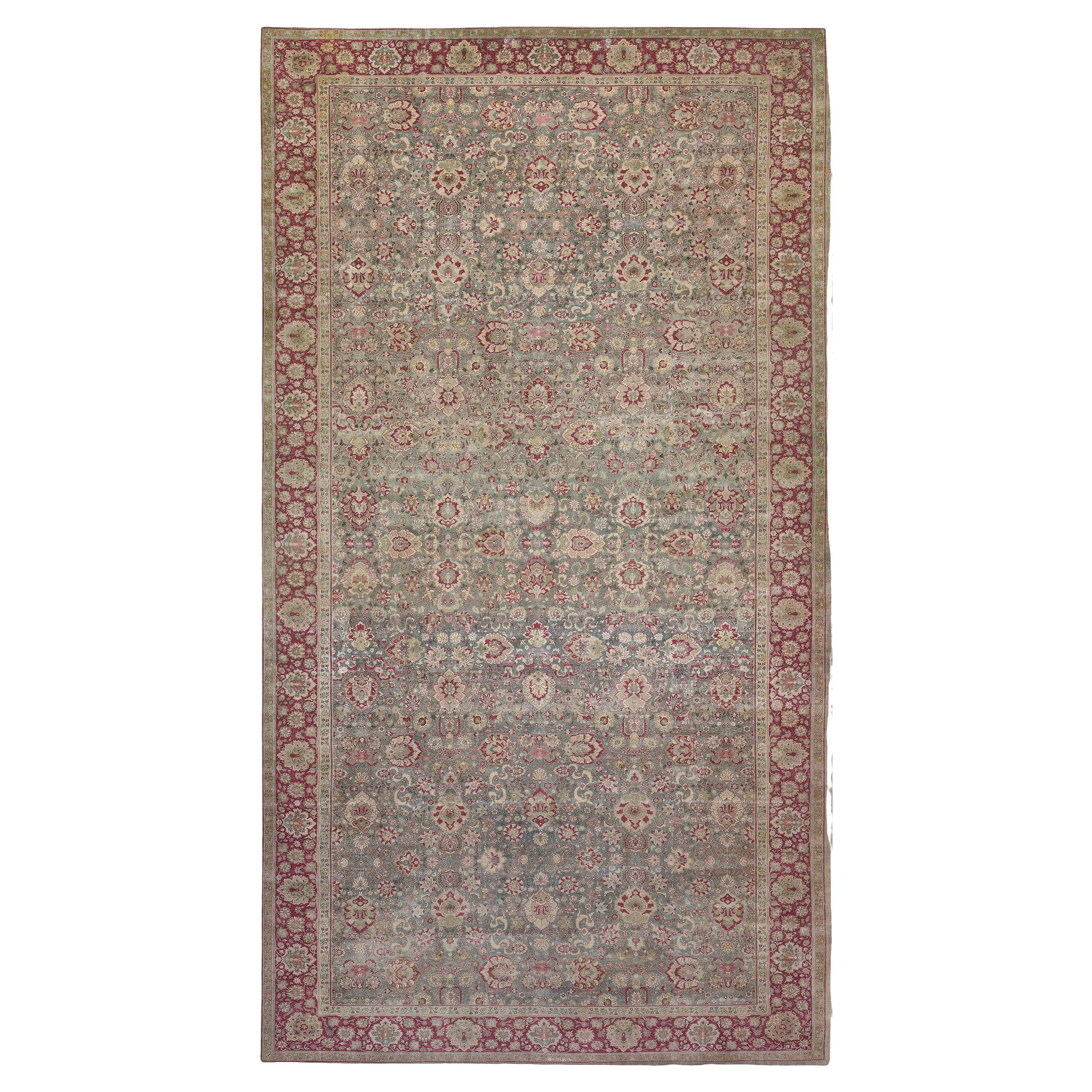 Tapis Agra indien ancien surdimensionné de 16'x32'4" vers 1900
