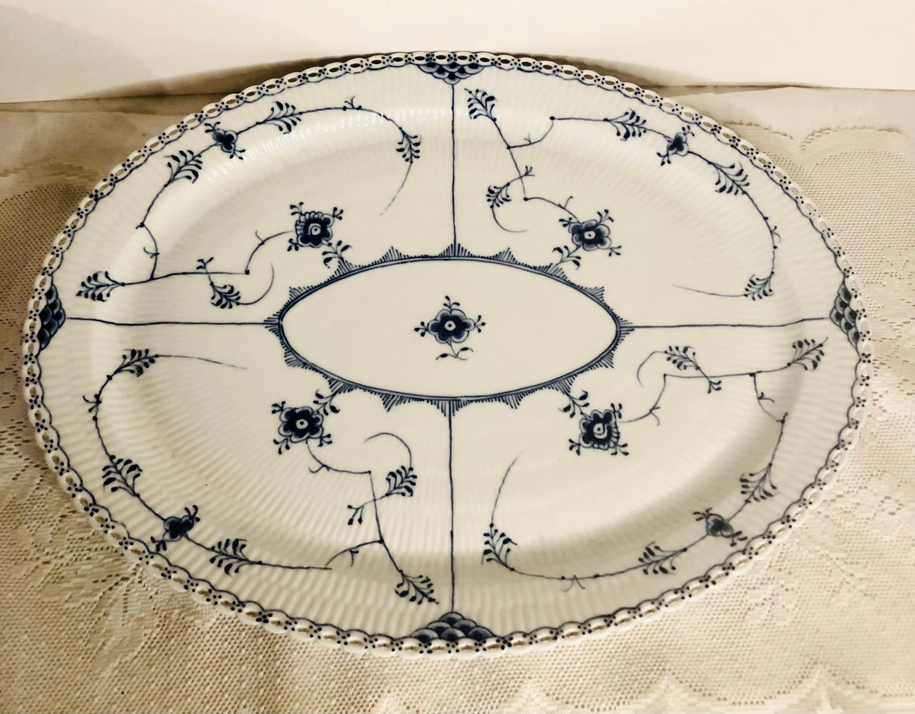 Other Oversized 18.5 Inch Royal Copenhagen Fluted Platter with Full Lace Border 
