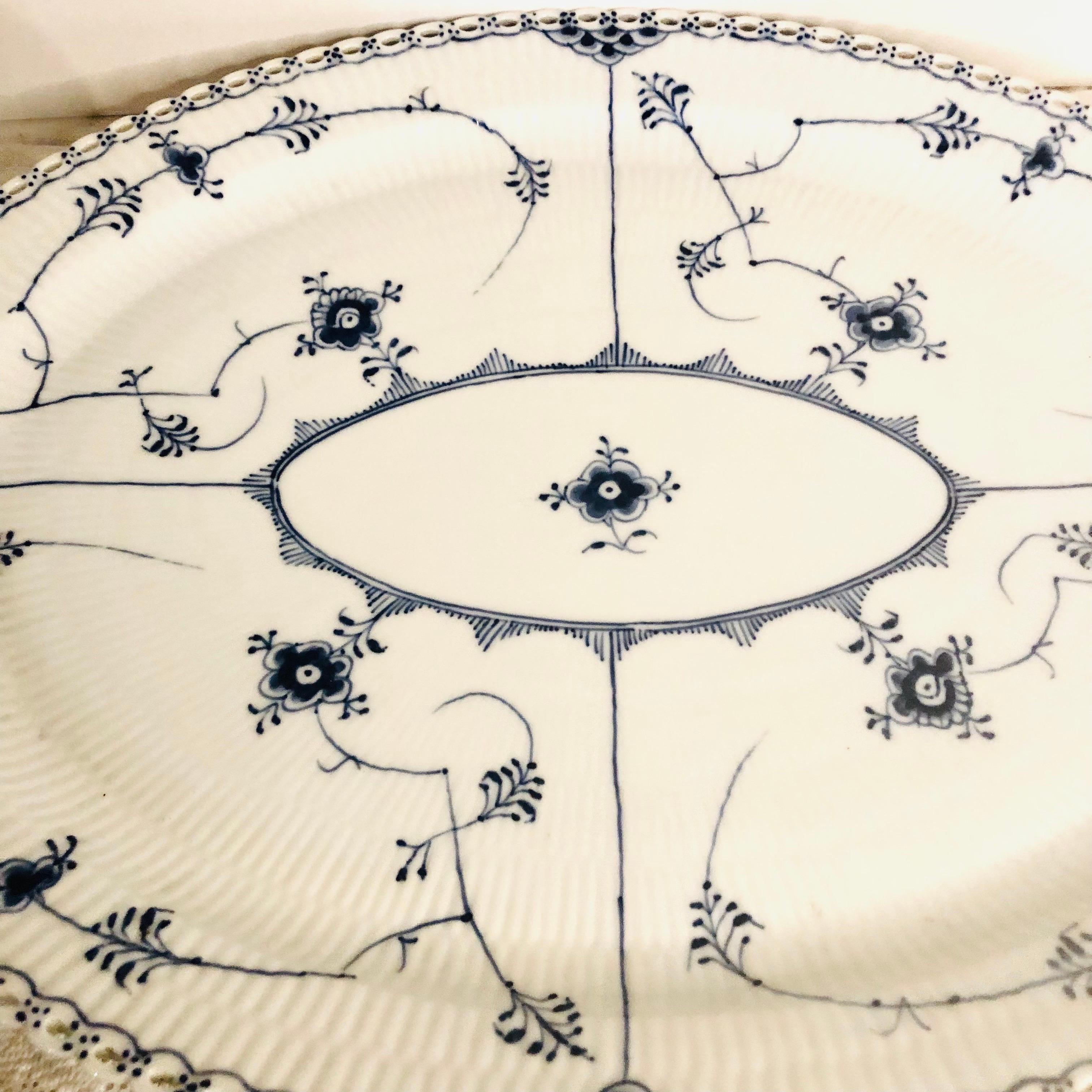 Porcelain Oversized 18.5 Inch Royal Copenhagen Fluted Platter with Full Lace Border 