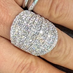 Oversized 18K White Gold Micro Pave statement Ring
