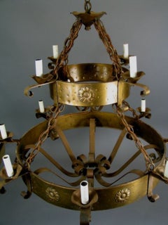 Antique French Oversized Two-Level 12-Light Chandelier circa 1930's