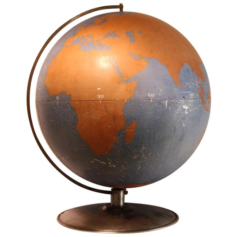 Oversized 1940s American Original Aviation World Globe by A.J. Nystrom & Co. For Sale