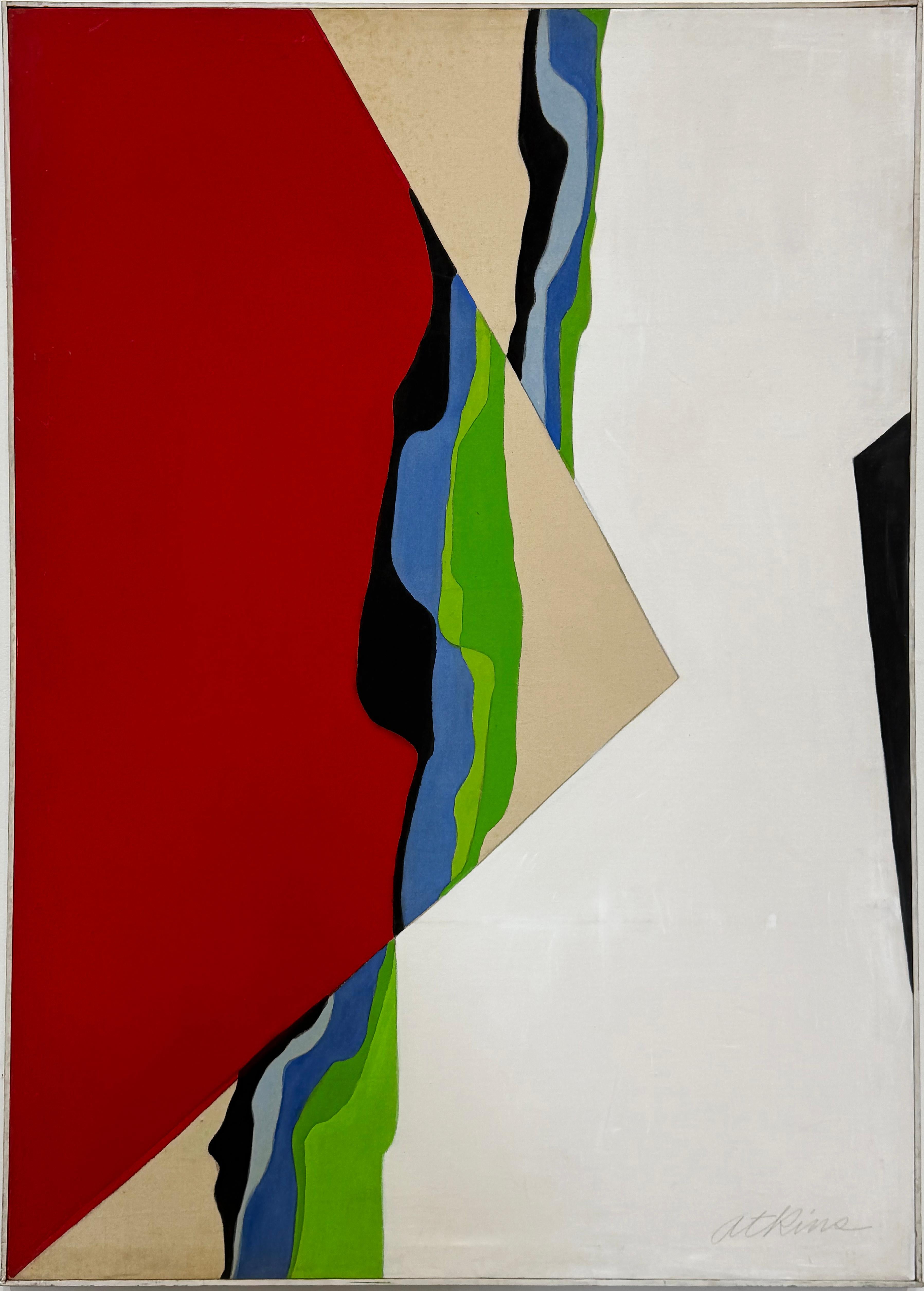 Abstraktes Ölgemälde auf Leinwand in Übergröße von Rosalie Atkins, Rosalie Atkins, „Red Sky“, 1970er Jahre (Ende des 20. Jahrhunderts) im Angebot