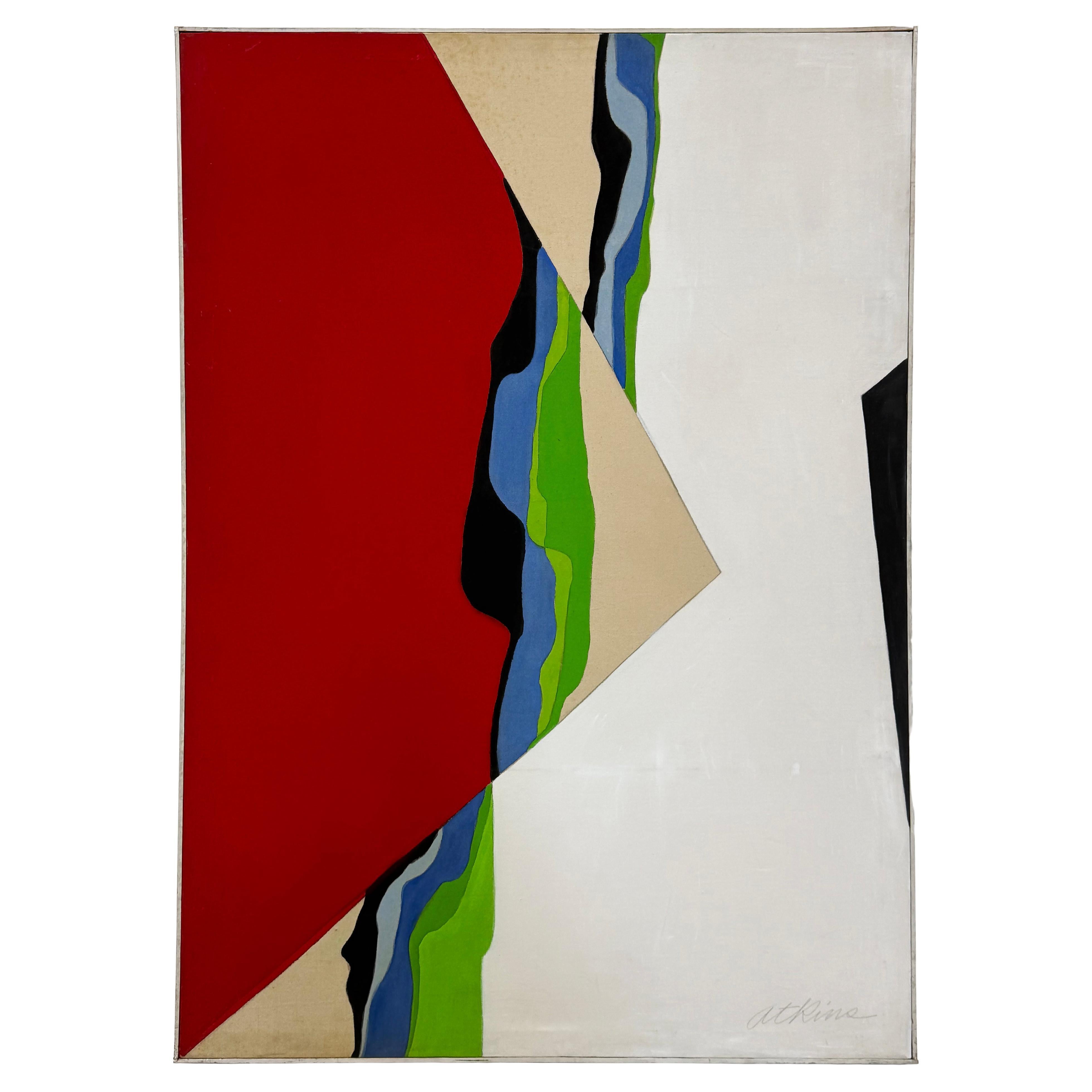 Abstraktes Ölgemälde auf Leinwand in Übergröße von Rosalie Atkins, Rosalie Atkins, „Red Sky“, 1970er Jahre im Angebot