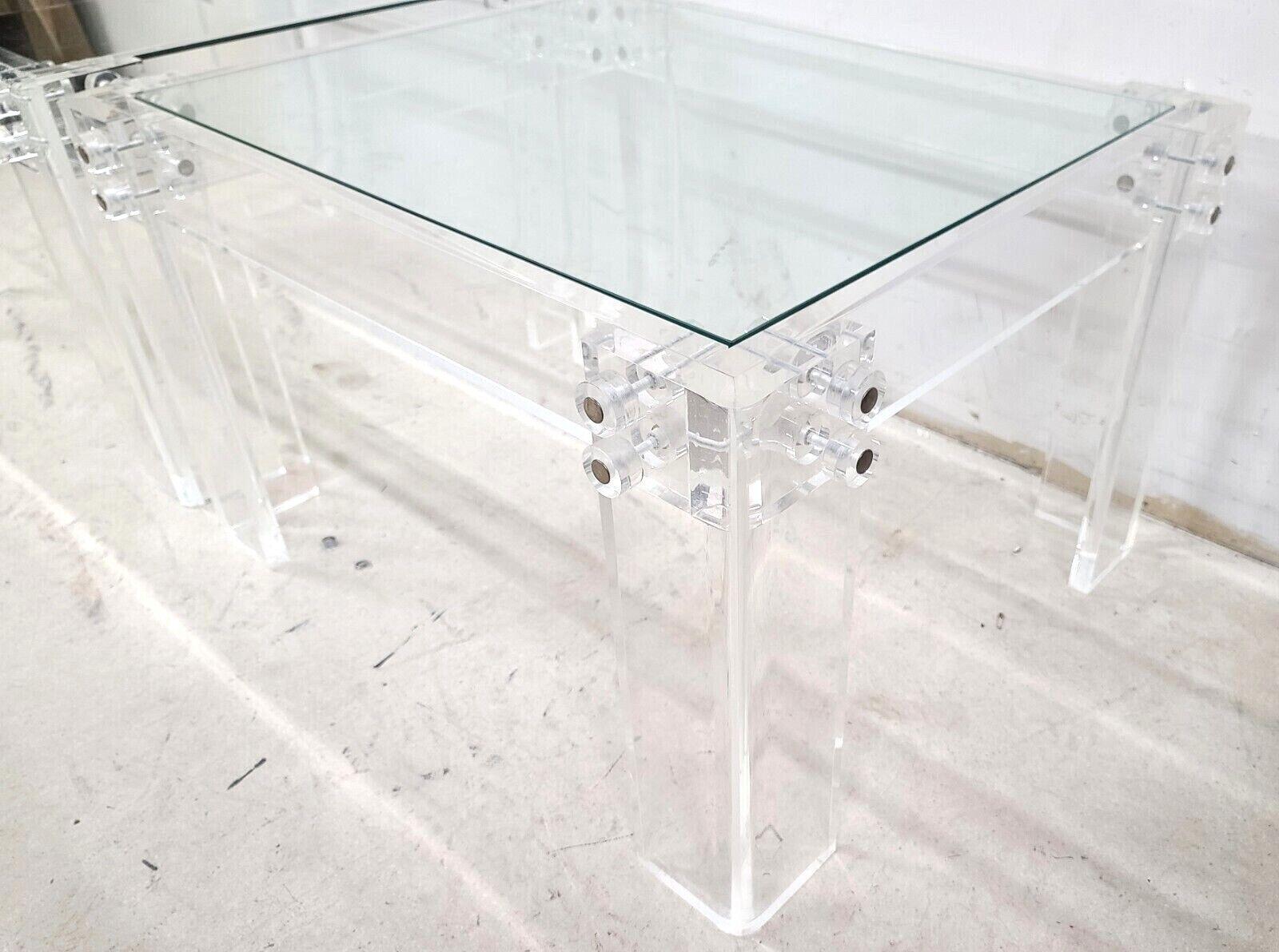 Mid-Century Modern Oversized 1970s Vintage MCM Lucite Glass Side End Tables For Sale