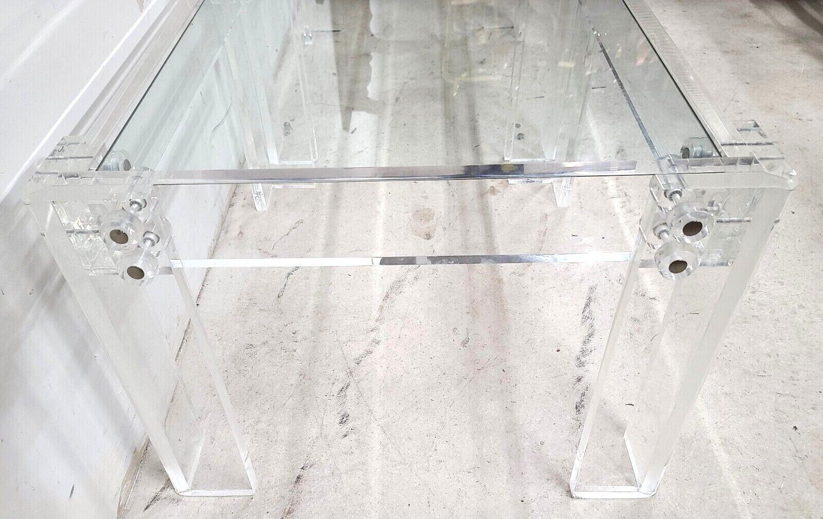 Oversized 1970s Vintage MCM Lucite Glass Side End Tables In Good Condition For Sale In Lake Worth, FL