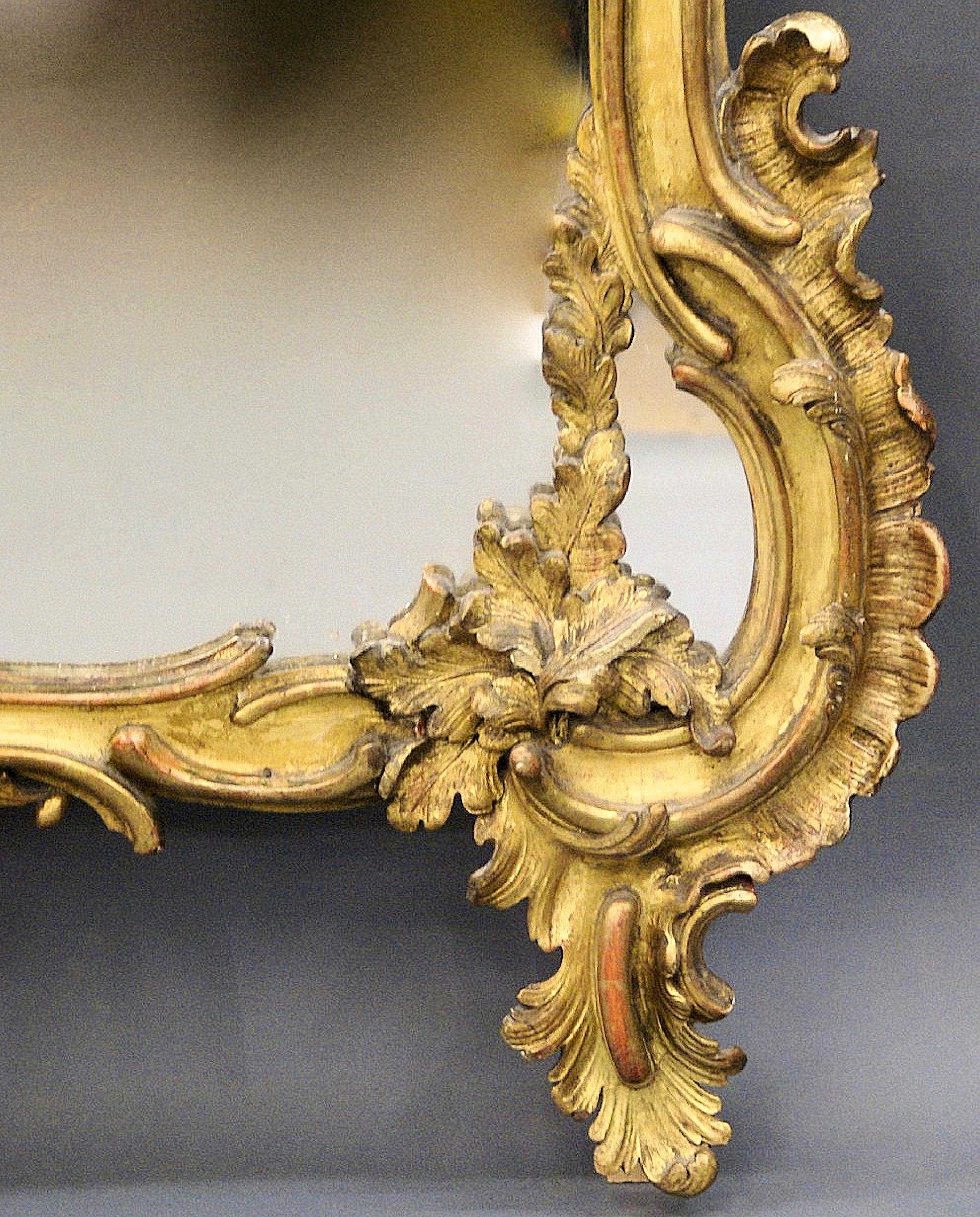 Carved Oversized 19th c. French Ornate Gilt Mirror For Sale