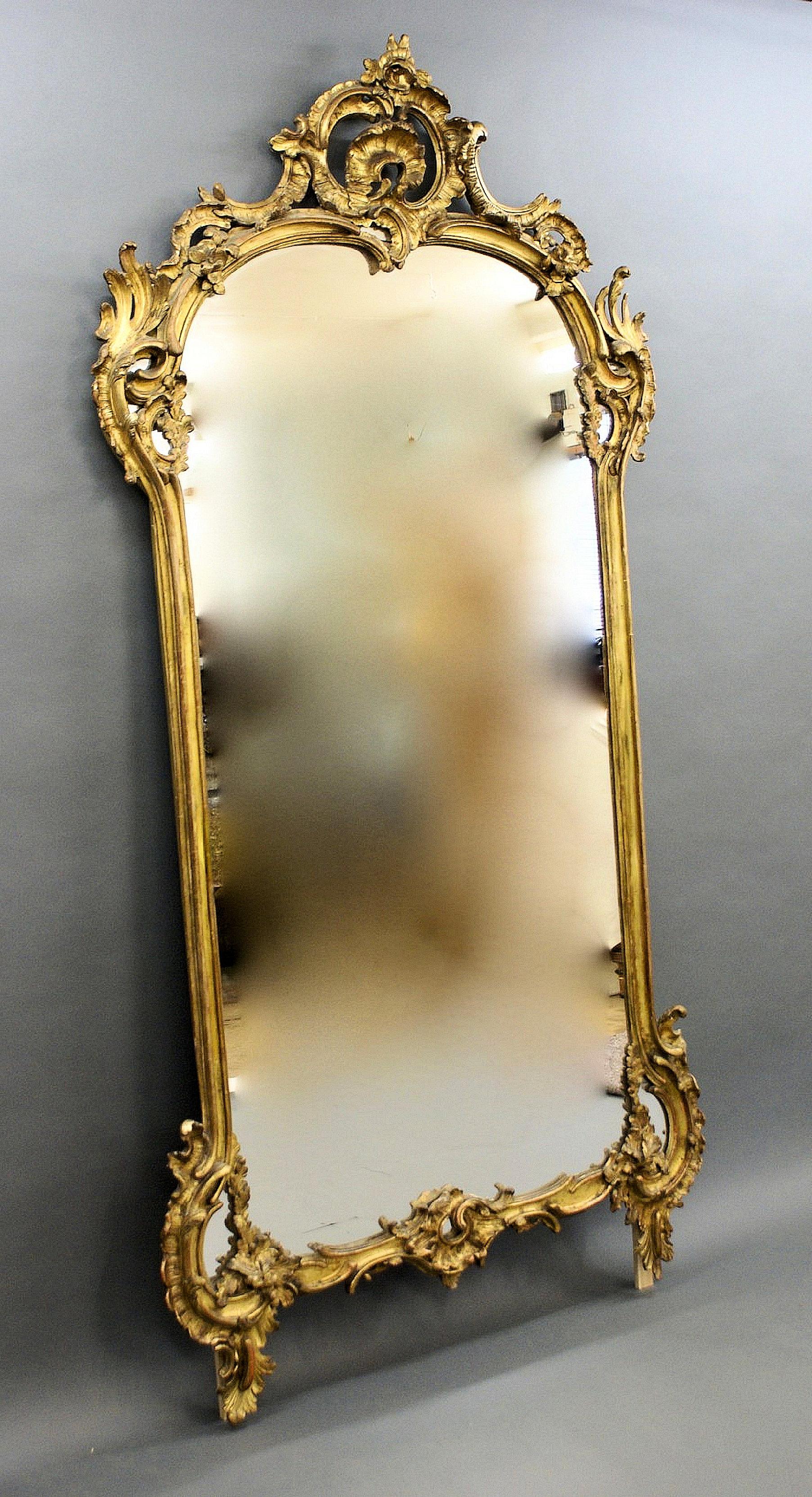 19th Century Oversized 19th c. French Ornate Gilt Mirror For Sale