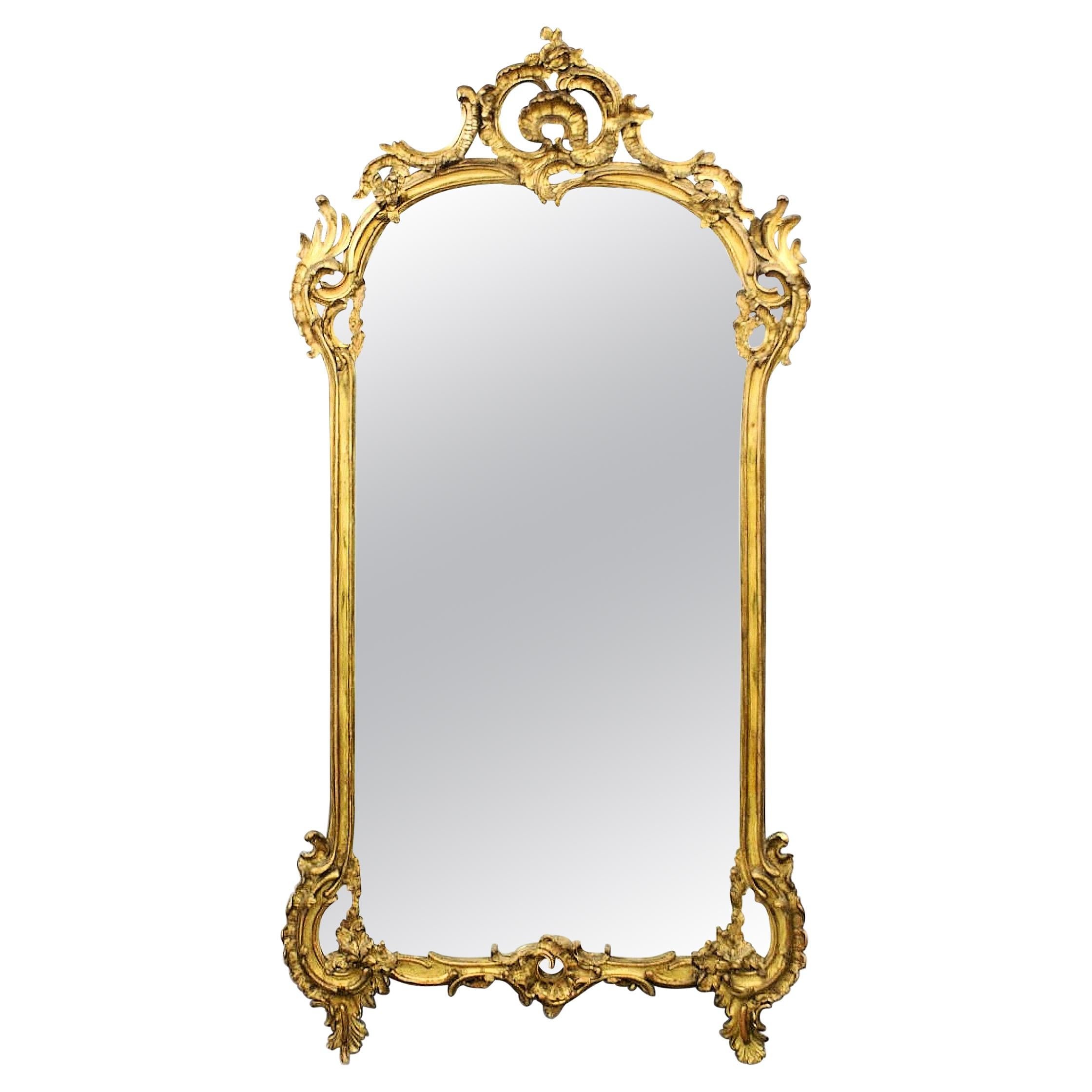 Oversized 19th c. French Ornate Gilt Mirror For Sale