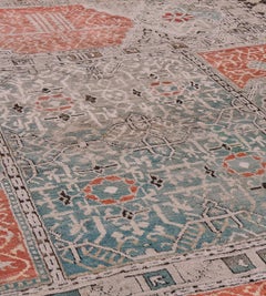 Oversized 19th Century Antique Wool Hand-Knotted Floral Oushak Rug