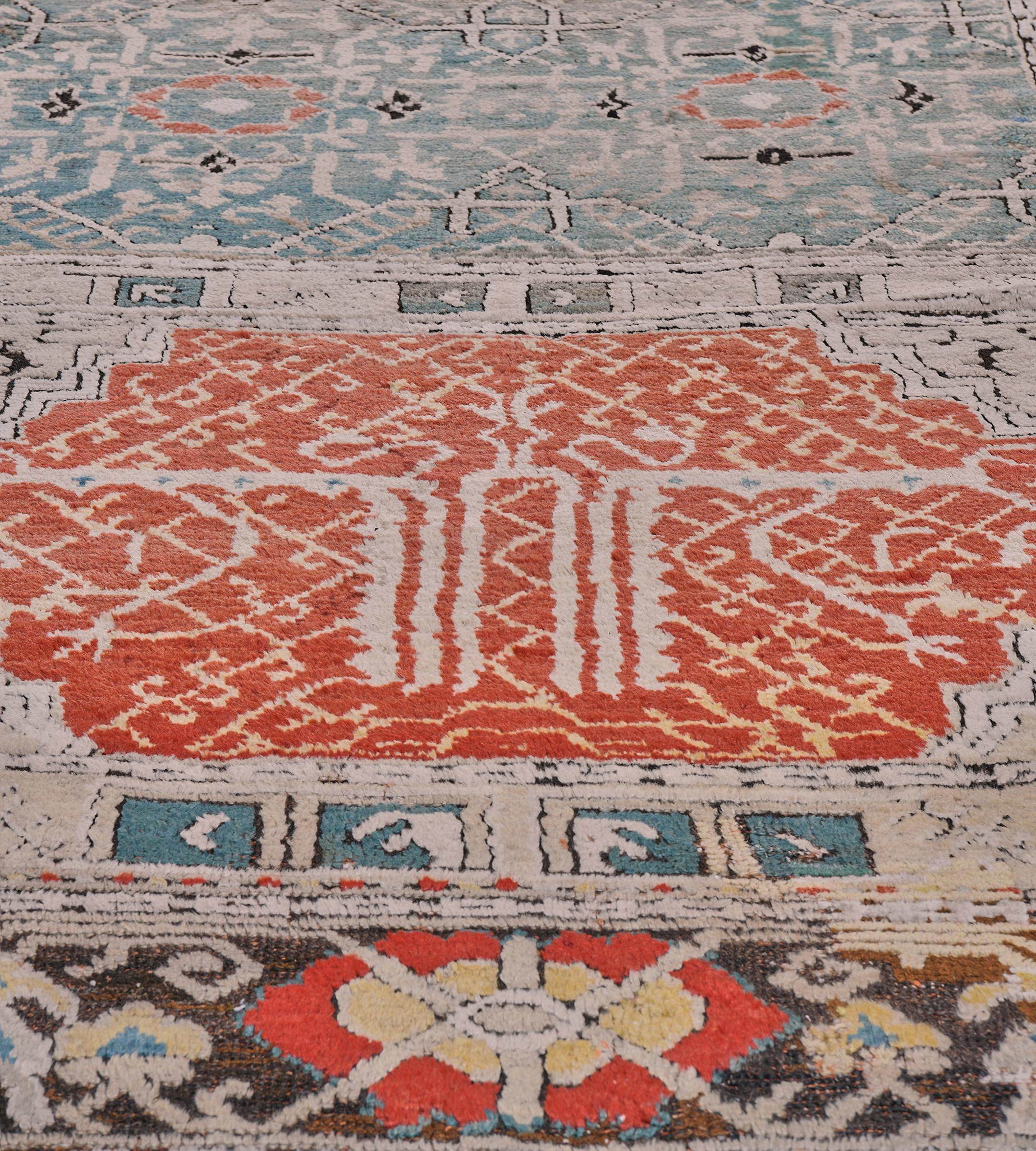 Tapis Oushak surdimensionné du 19ème siècle en laine ancienne nouée à la main à motifs floraux en vente 1