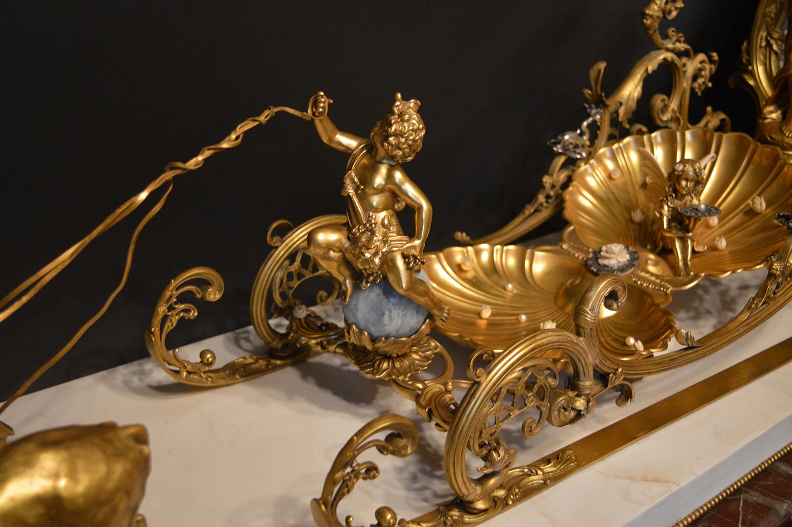 Italian Oversized 19th Century Bronze and Marble Sculpture