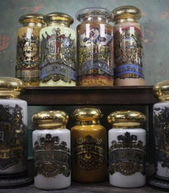 Oversized 19th Century Chemist Apothecary Species Dispensing Jar Verre Eglomise