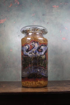 Oversized 19th Century Chemist Apothecary Species Dispensing Jar Verre Eglomise