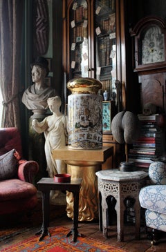 Oversized 19th Century Chemist Apothecary Species Dispensing Jar Verre Eglomise