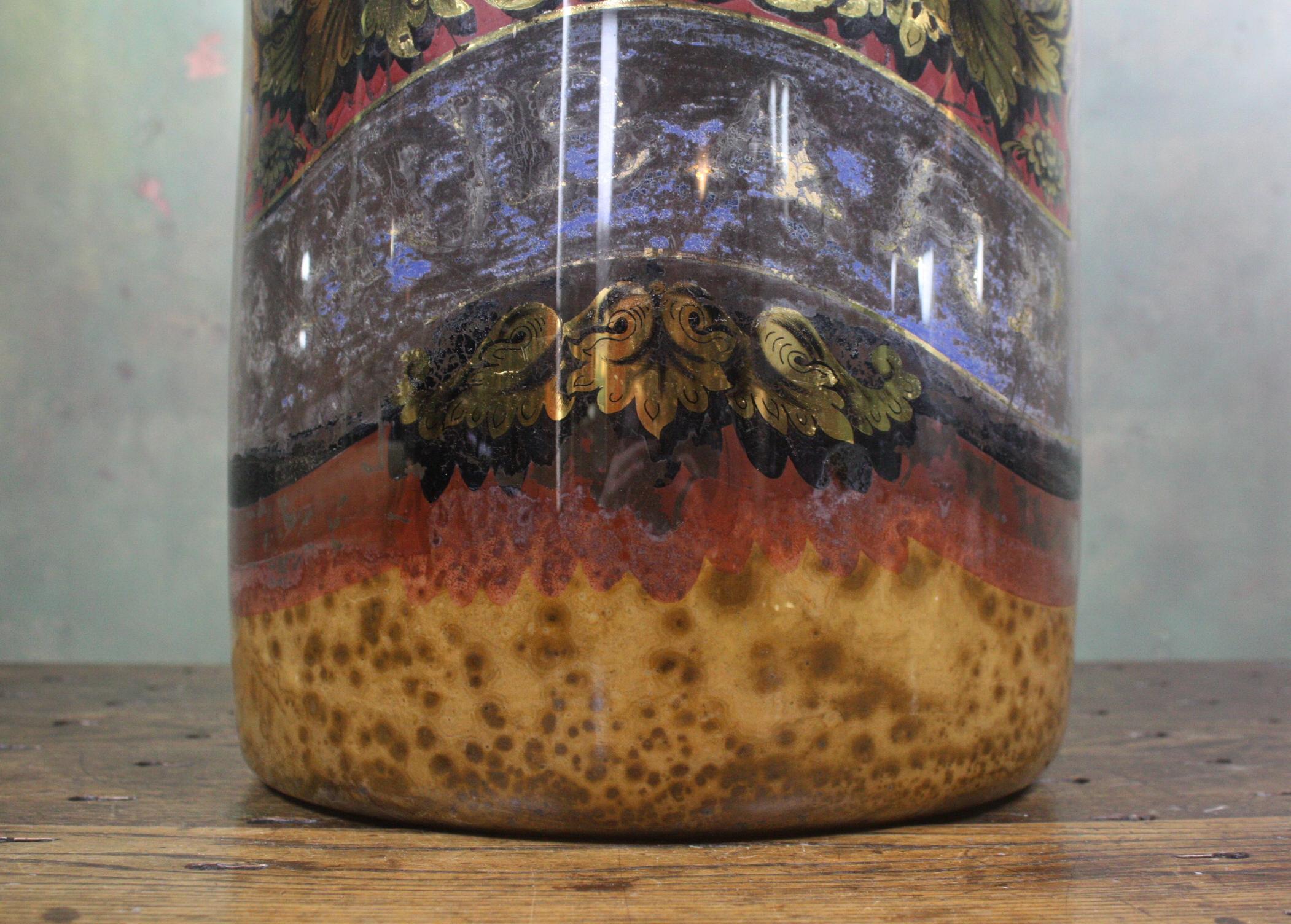 Verre Églomisé Oversized 19th Century Chemist Apothecary Species Dispensing Jar Verre Eglomise
