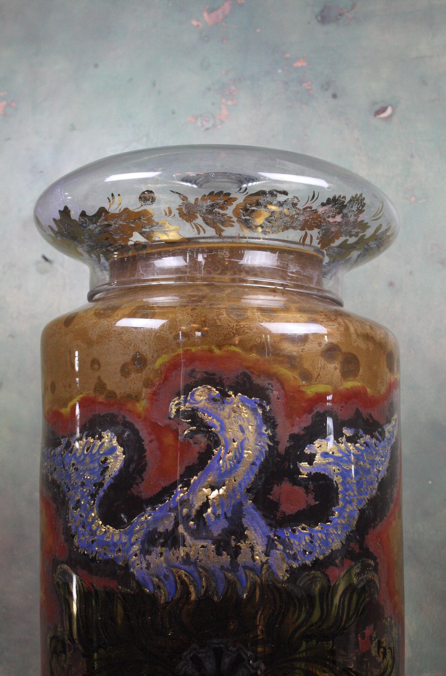 Oversized 19th Century Chemist Apothecary Species Dispensing Jar Verre Eglomise 2